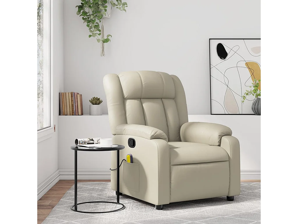 Fauteuil inclinable-Chaise de relax-Fauteuil de Massage crème similicuir SHL1595