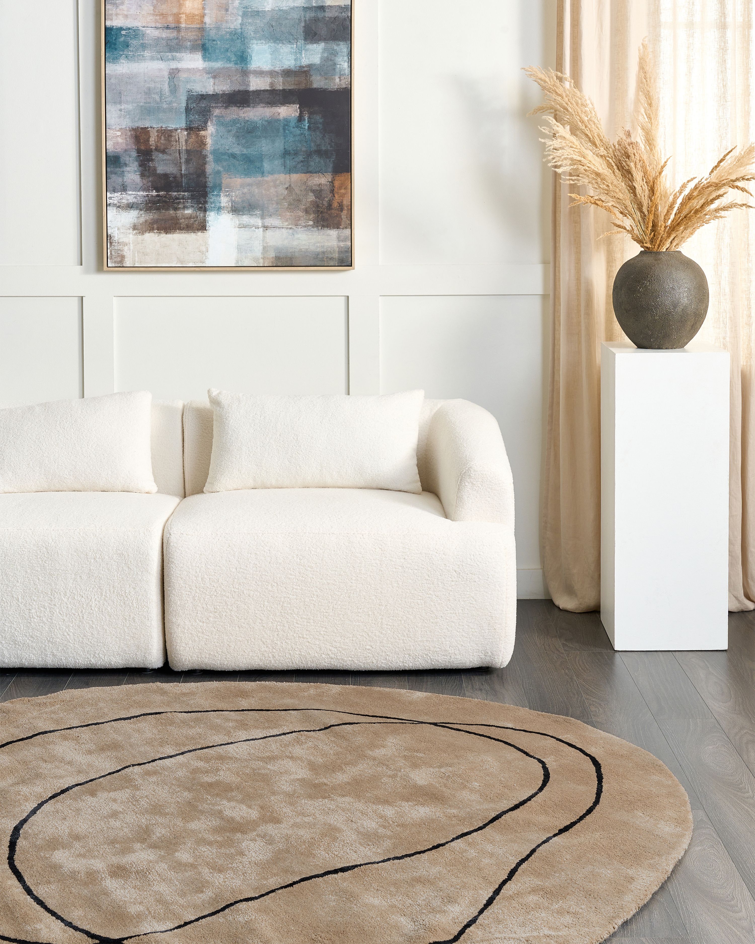 Rug DIGRI Beige ø 200 cm Viscose