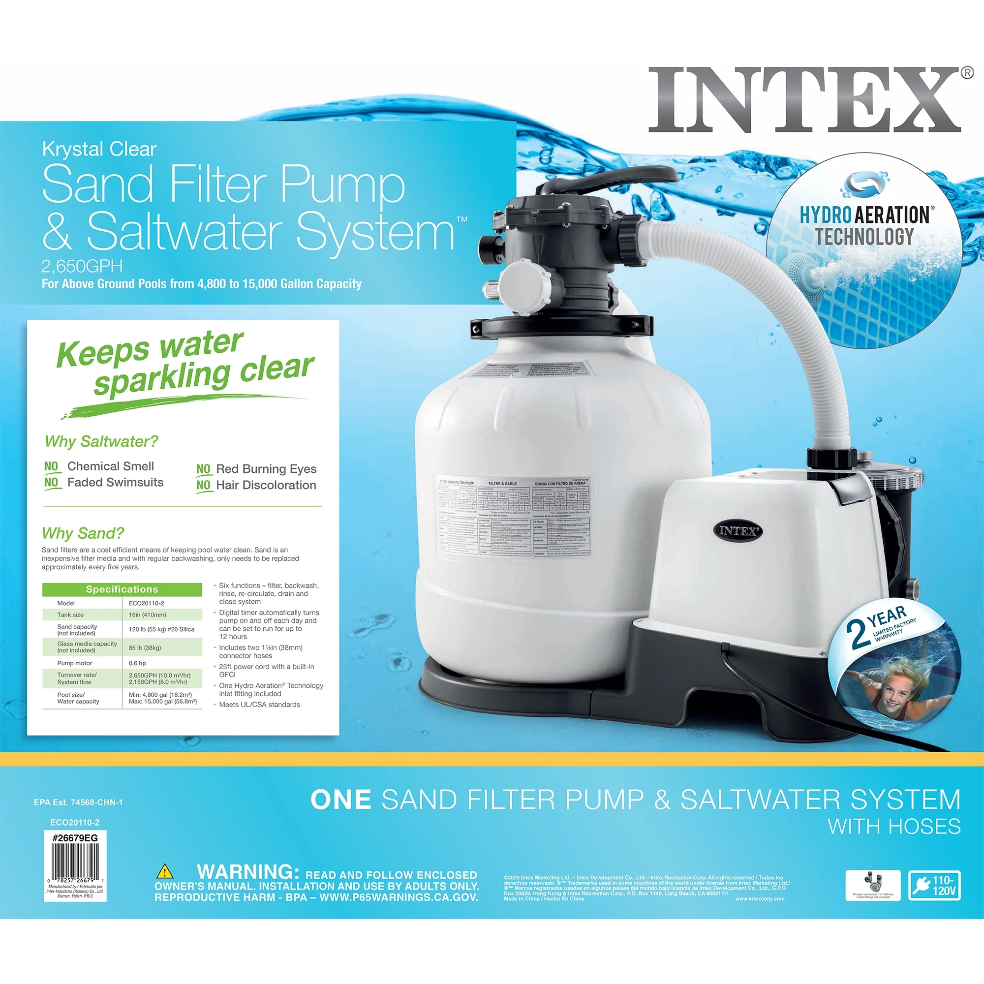 Intex 26661EG Krystal Clear Pool Small and Sleek Saltwater System, 110-120V - Image 22
