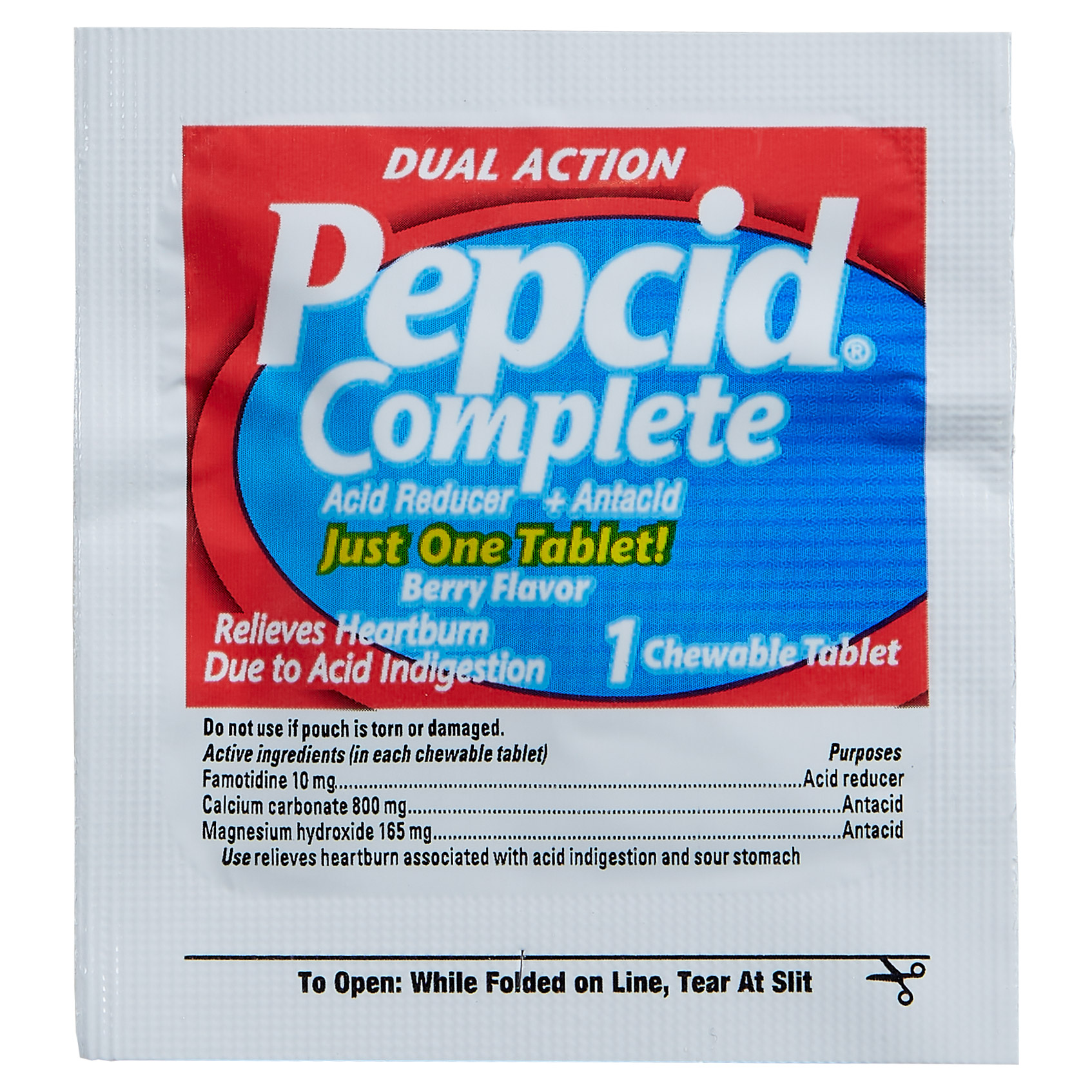Pepcid Complete Dual Action Acid Reducer and Antacid, Chewable Tablet, Berry, Dispenser Pack, 30-count - Image 3