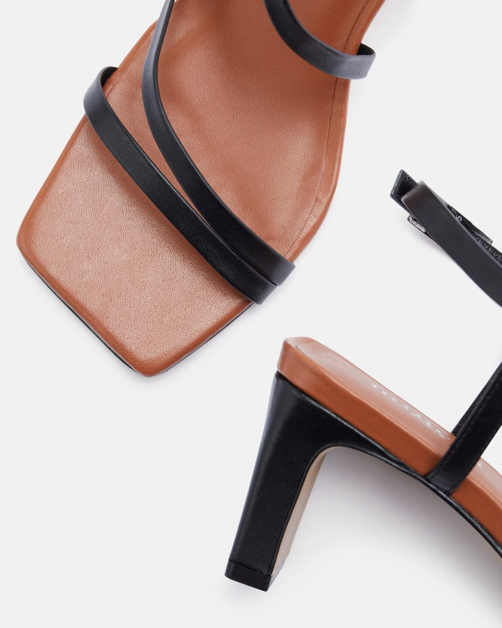 SANDALES KEIKO NOIR COGNAC - Sandales cuir à fine bride