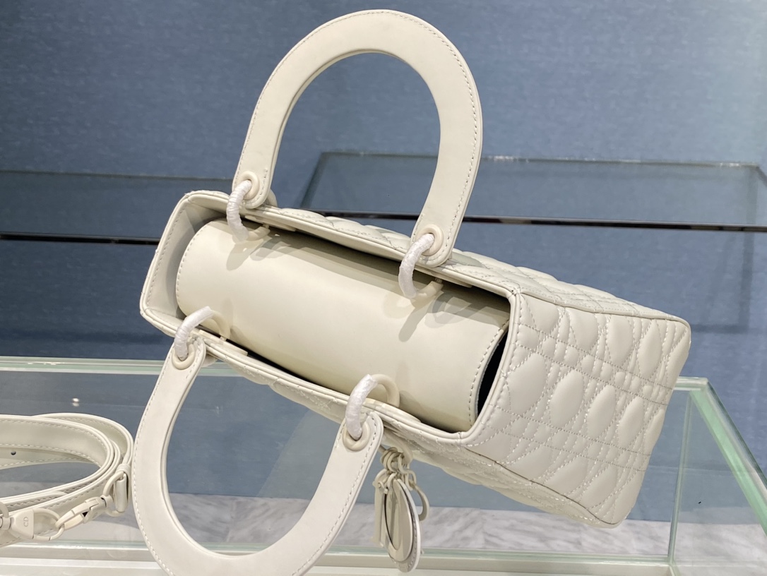 Christian Dior Medium Lady Dior Bag Dark White For Women 9.5in/24cm1:1High-quality replica
