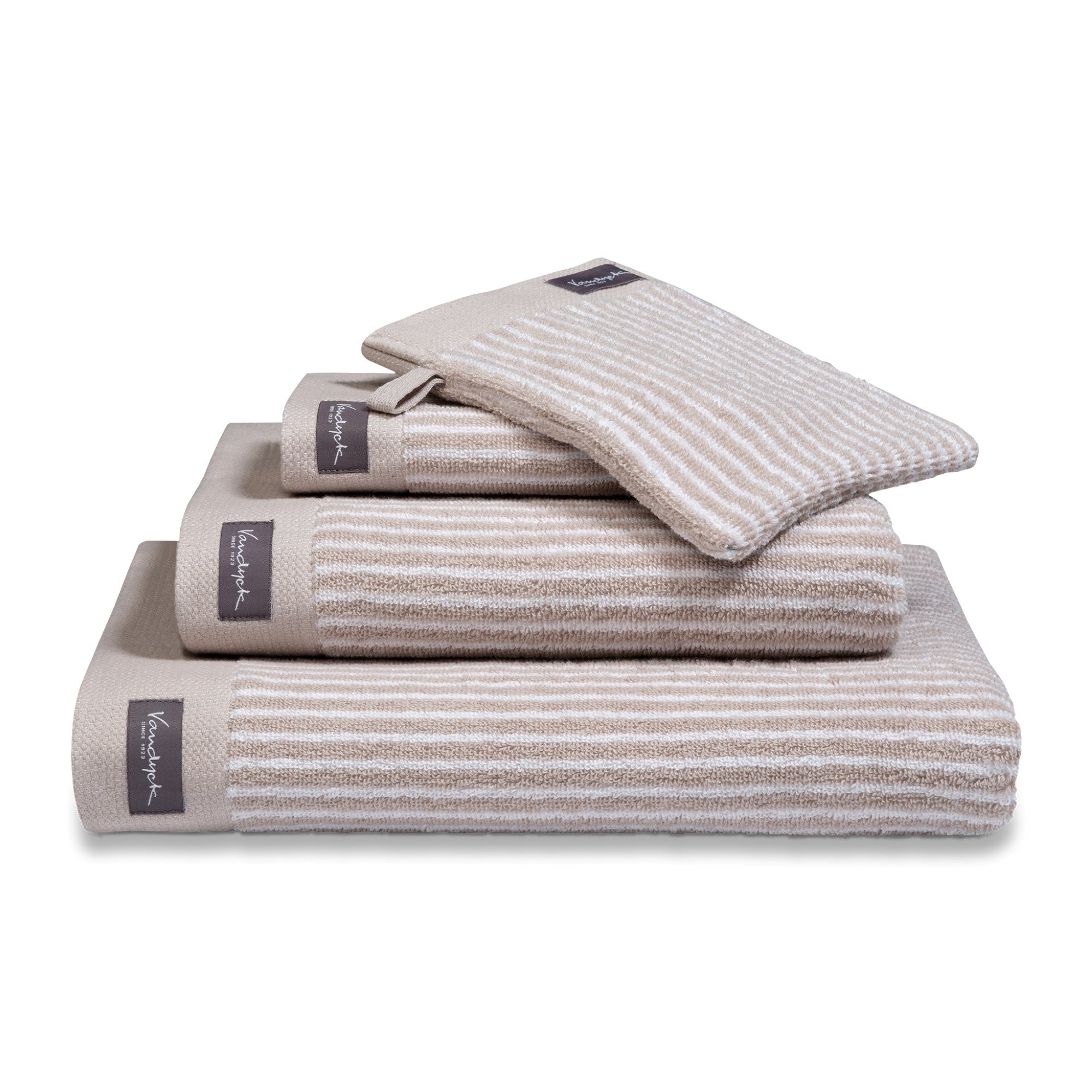 Home Badtextiel Petit Ligne White   70 x 140 cm   Wit   Beige   Katoen