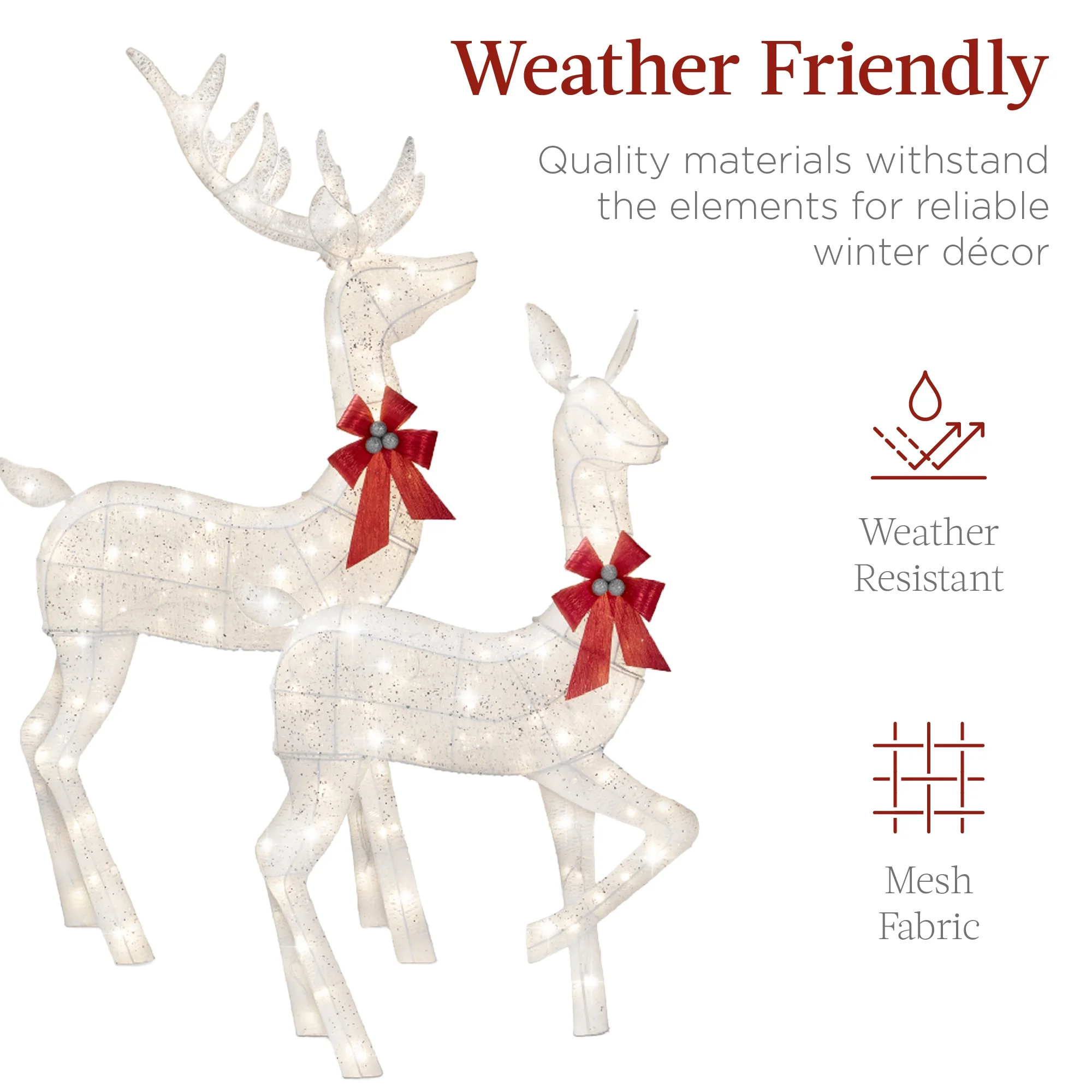 Best Choice Products 6.5ft 3-Piece Lighted Christmas Deer Set Outdoor Yard Decoration w/ 385 LED Lights, Stakes - Gold - Image 30