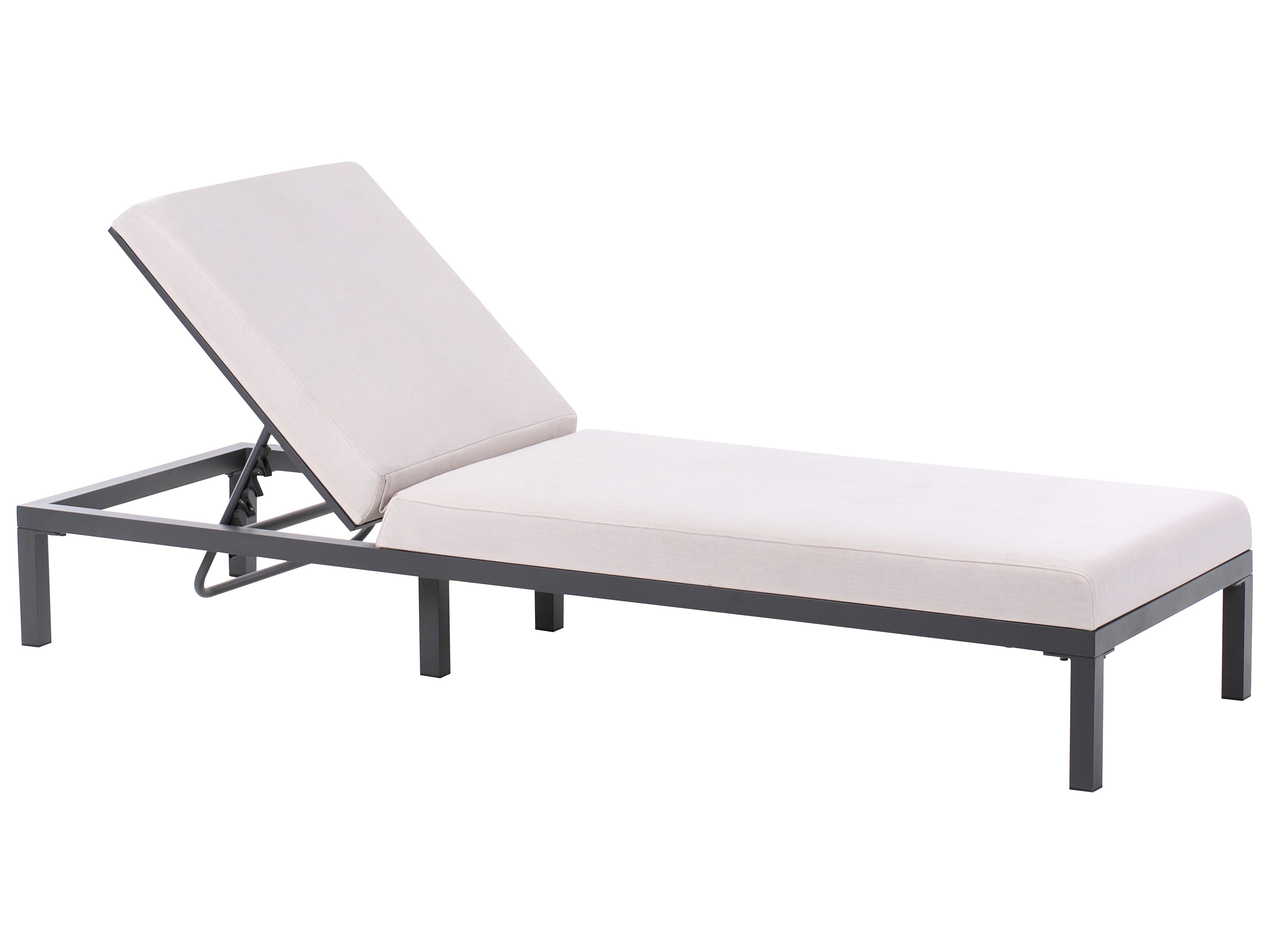 Sun Lounger with Cushion LARIANO Metal Light Beige