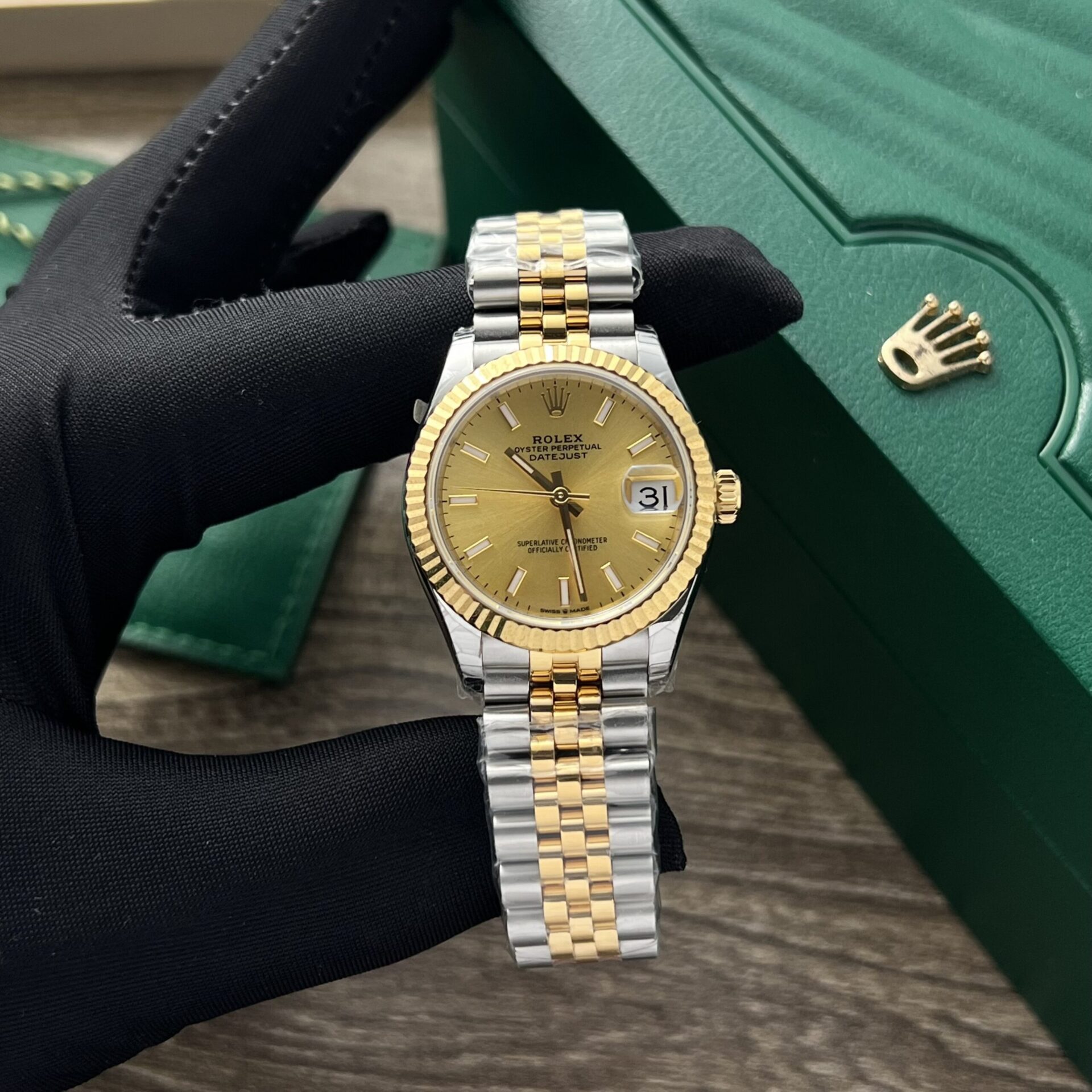 Rolex DateJust Fake Watch Yellow Dial Jubilee Strap 31mm - Elite Watch Atelier