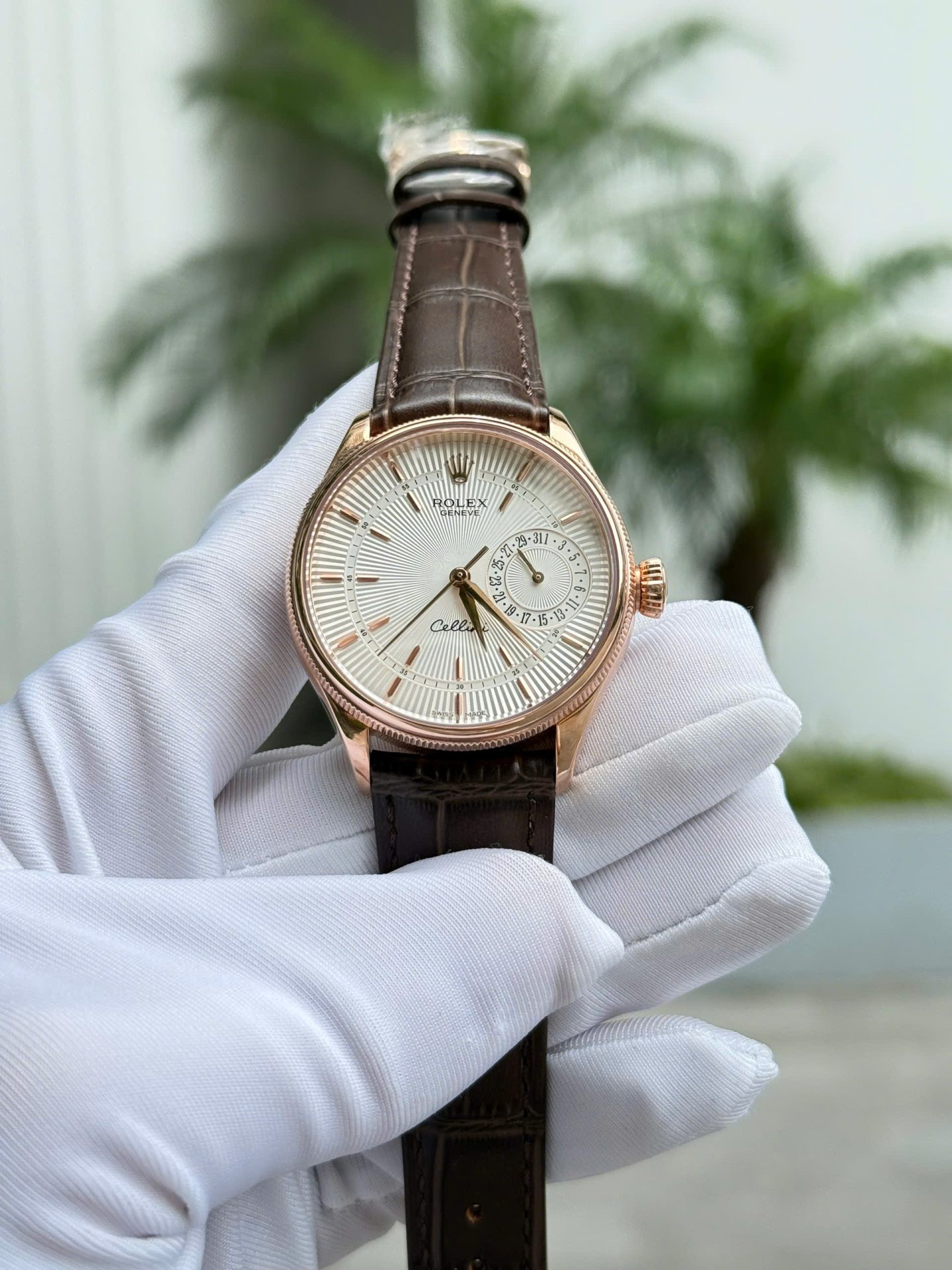 Rolex Cellini 50515 White Dial Replica Watches 18K Gold Wapped Custom 39mm - Elite Watch Atelier