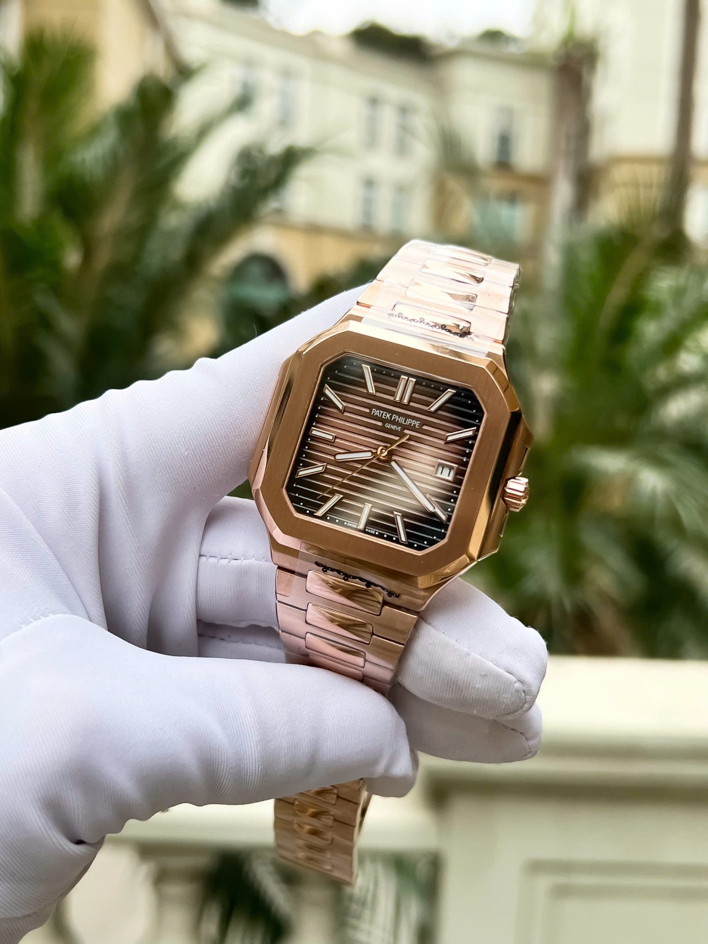 Patek Philippe Cubitus 5821 Rose Gold Replica Watch Dial Square Chocolate 45mm - Top club
