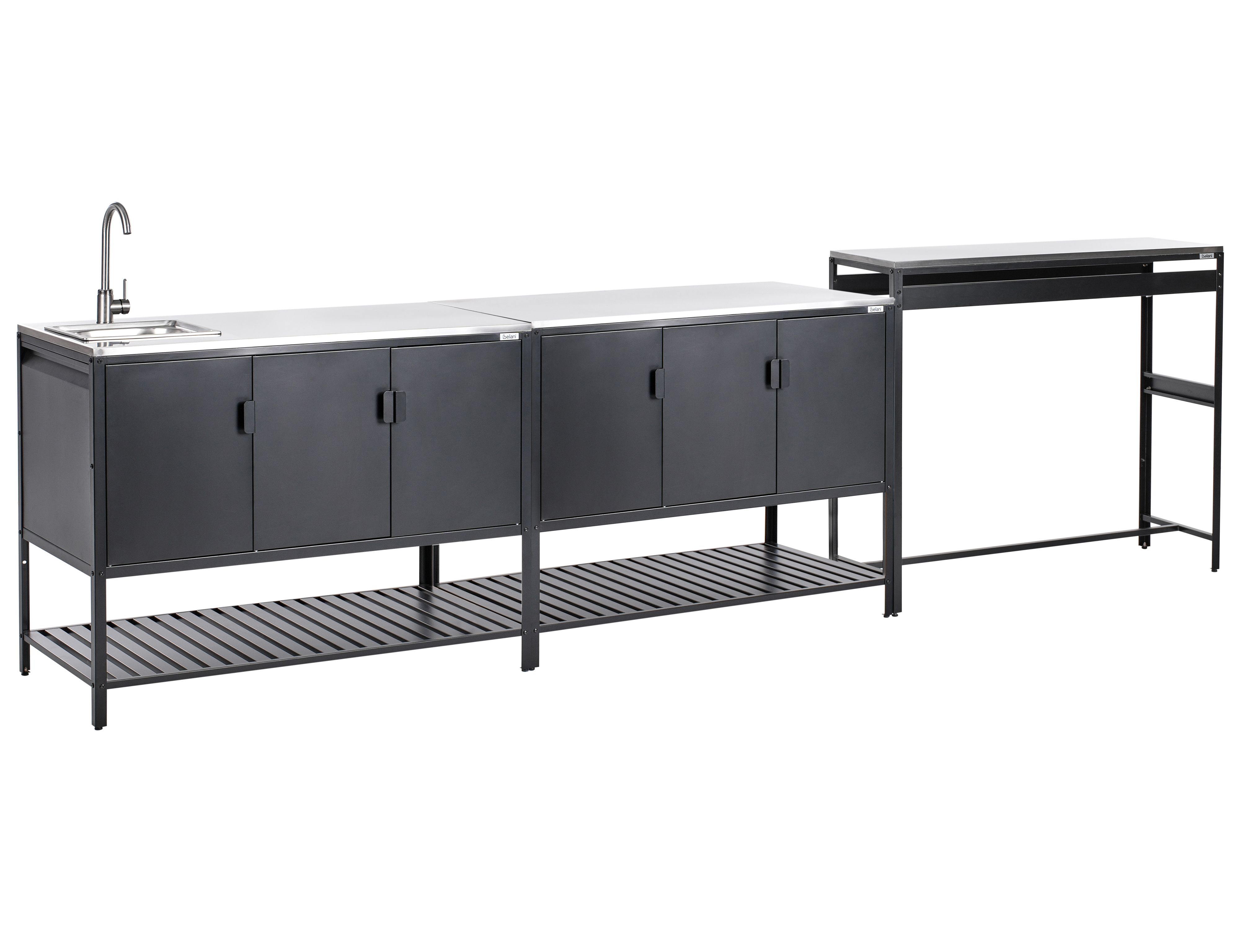 3 Piece Outdoor Kitchen Set with Sink MAENZA Metal Black