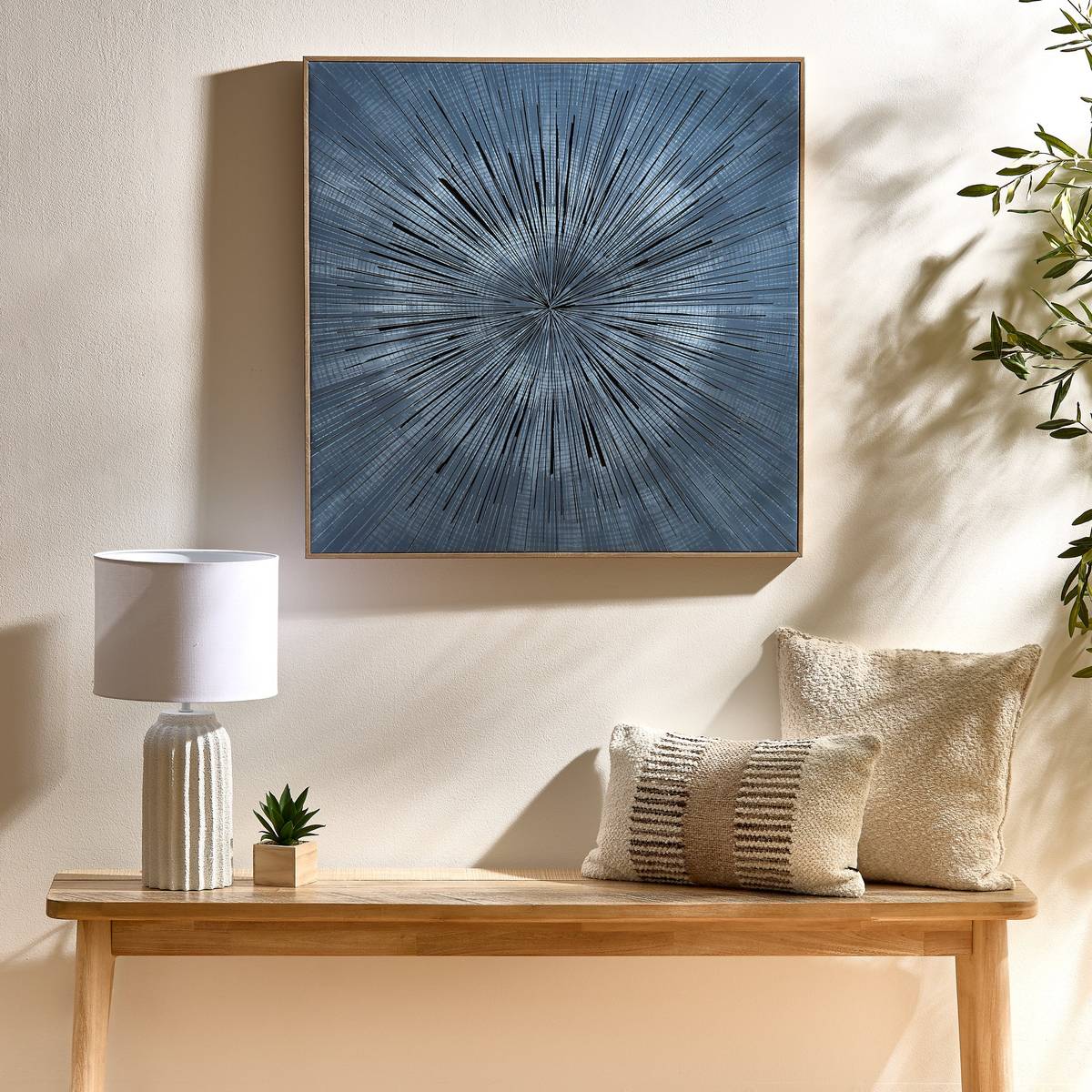 Framed Canvas Print "Stan" Blue, 78x78 cm