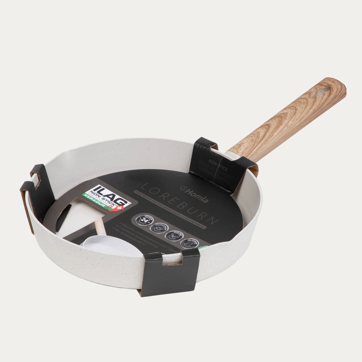 Patelnia LOREBURN z powłoką ceramiczną śmietankowa 24 cm
