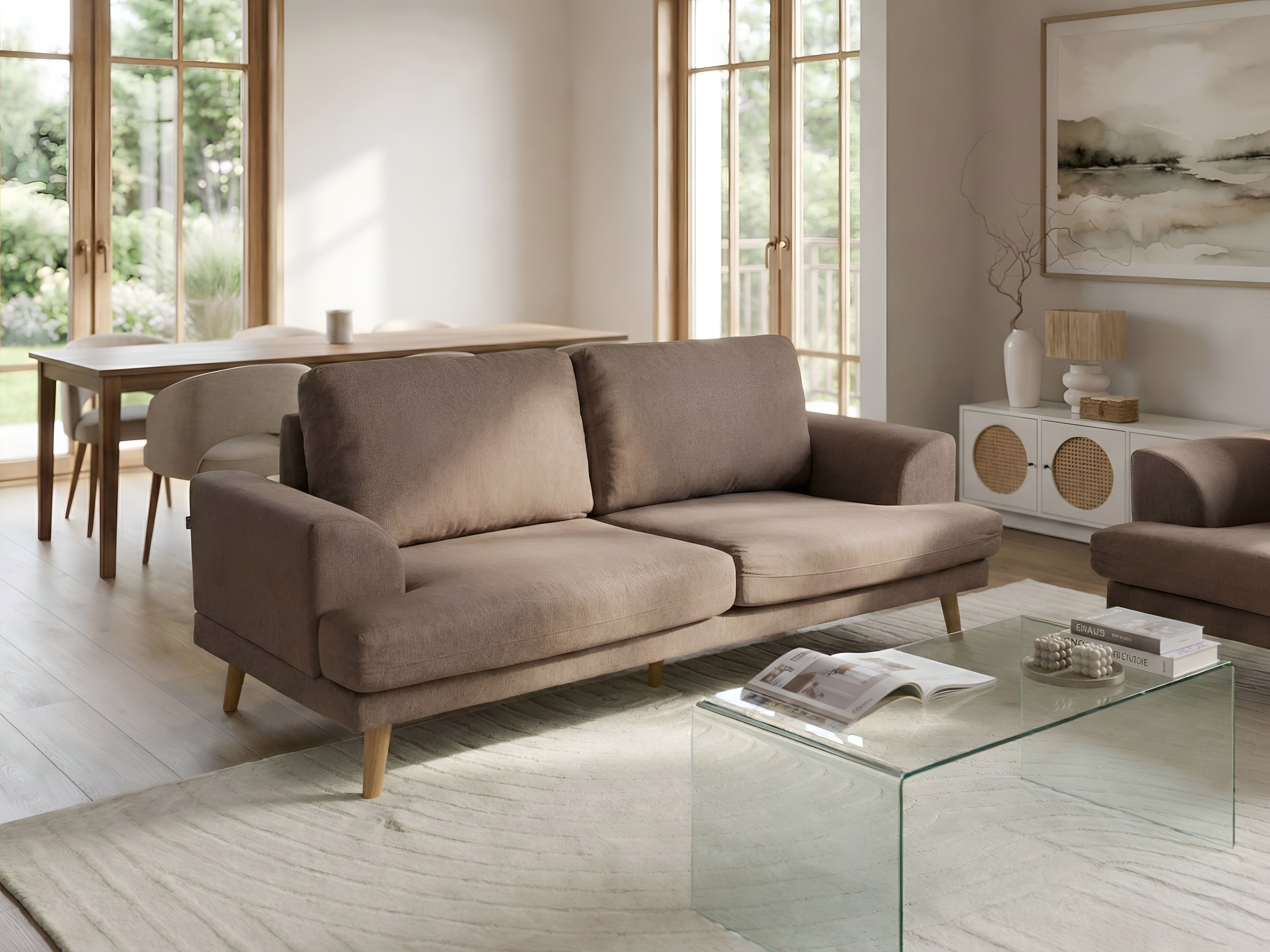 Sofa 3 Seater KILDAL Fabric Brown