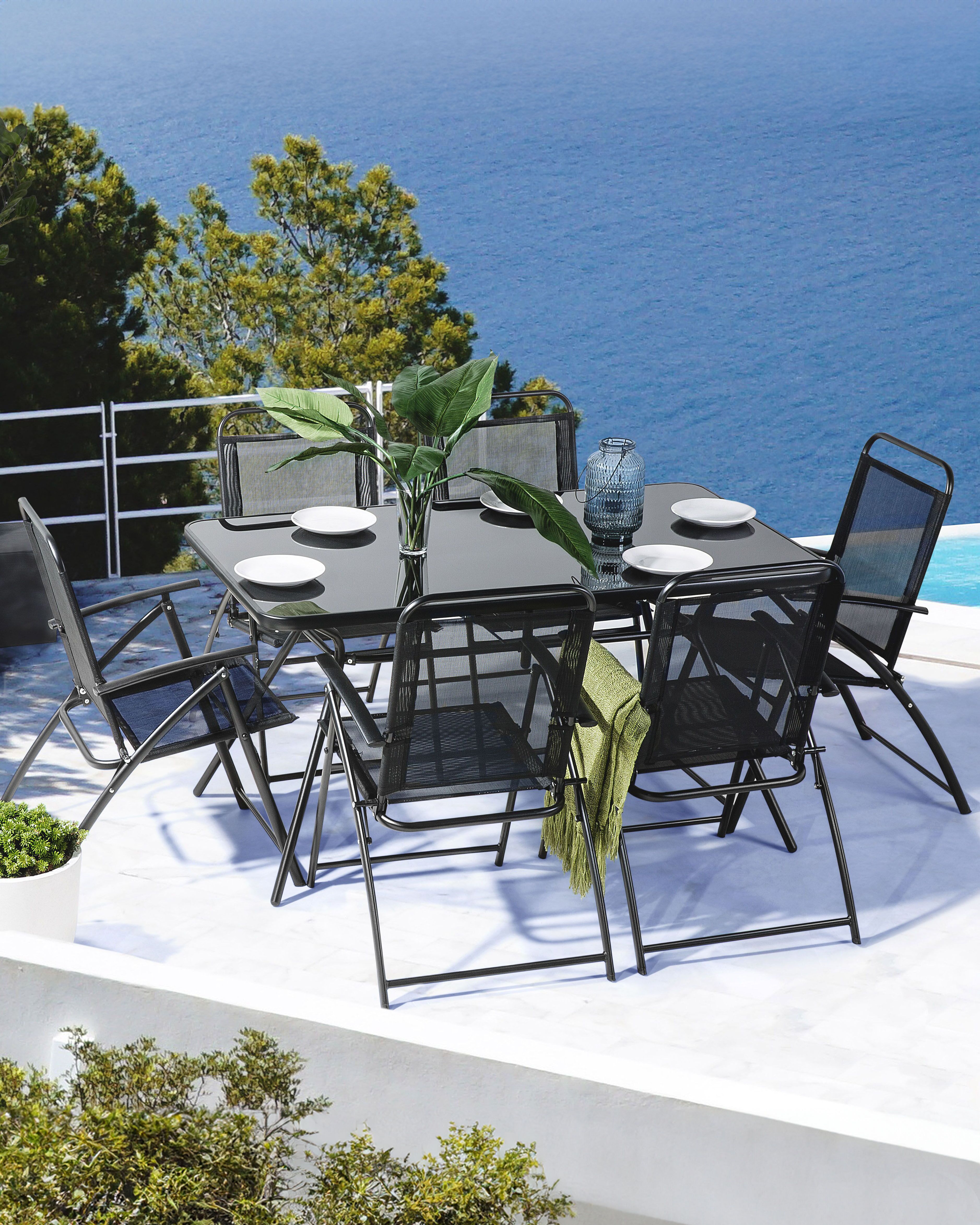 Set of 6 Garden Chairs LIVO Metal Black