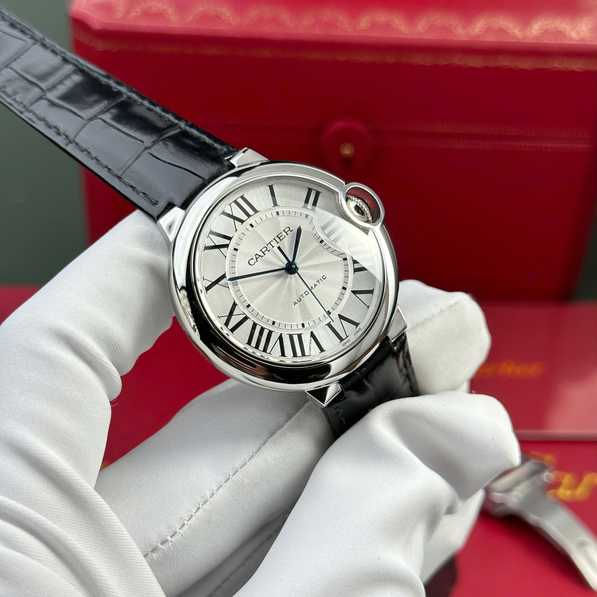 Cartier Ballon Bleu Replica 11 Watch White Dial Leather Strap AF Factory 36mm - Top club