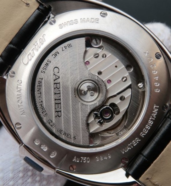 Replica Cartier Cle de Cartier SS White Textured Dial Leather Strap MIYOTA9015 - Top club