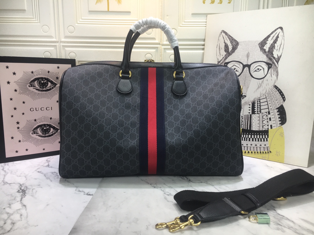 Replica Gucci Ophidia Medium Carry-On Duffle Beige/Black1:1High-quality replica