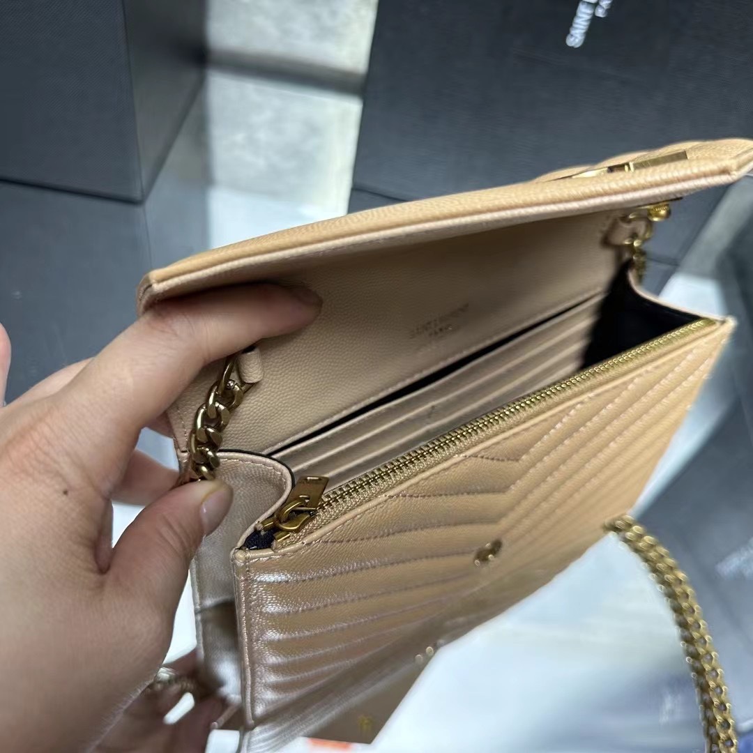 YSL Chain Shoulder Bag- Beige Leather & Gold Hardware1:1High-quality replica