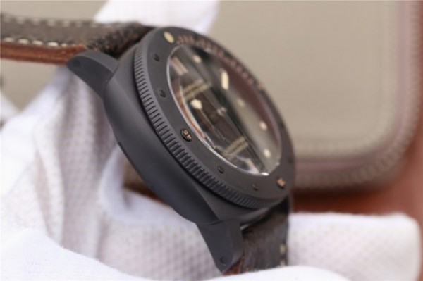 Replica Panerai PAM508 VSF Real Ceramic Black Distressed Calfskin Strap P.9000 - Top club