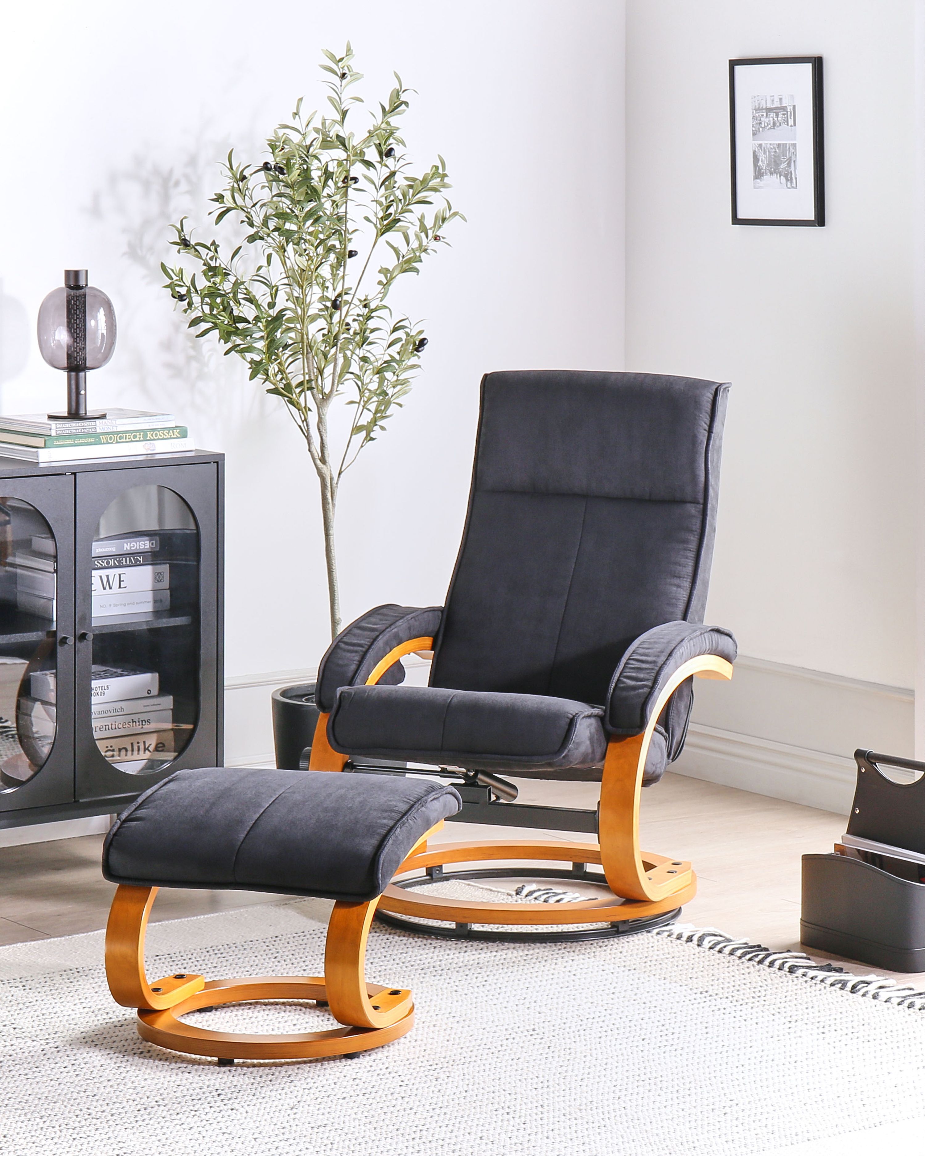 Massage Chair HERO with Footstool Fabric Black