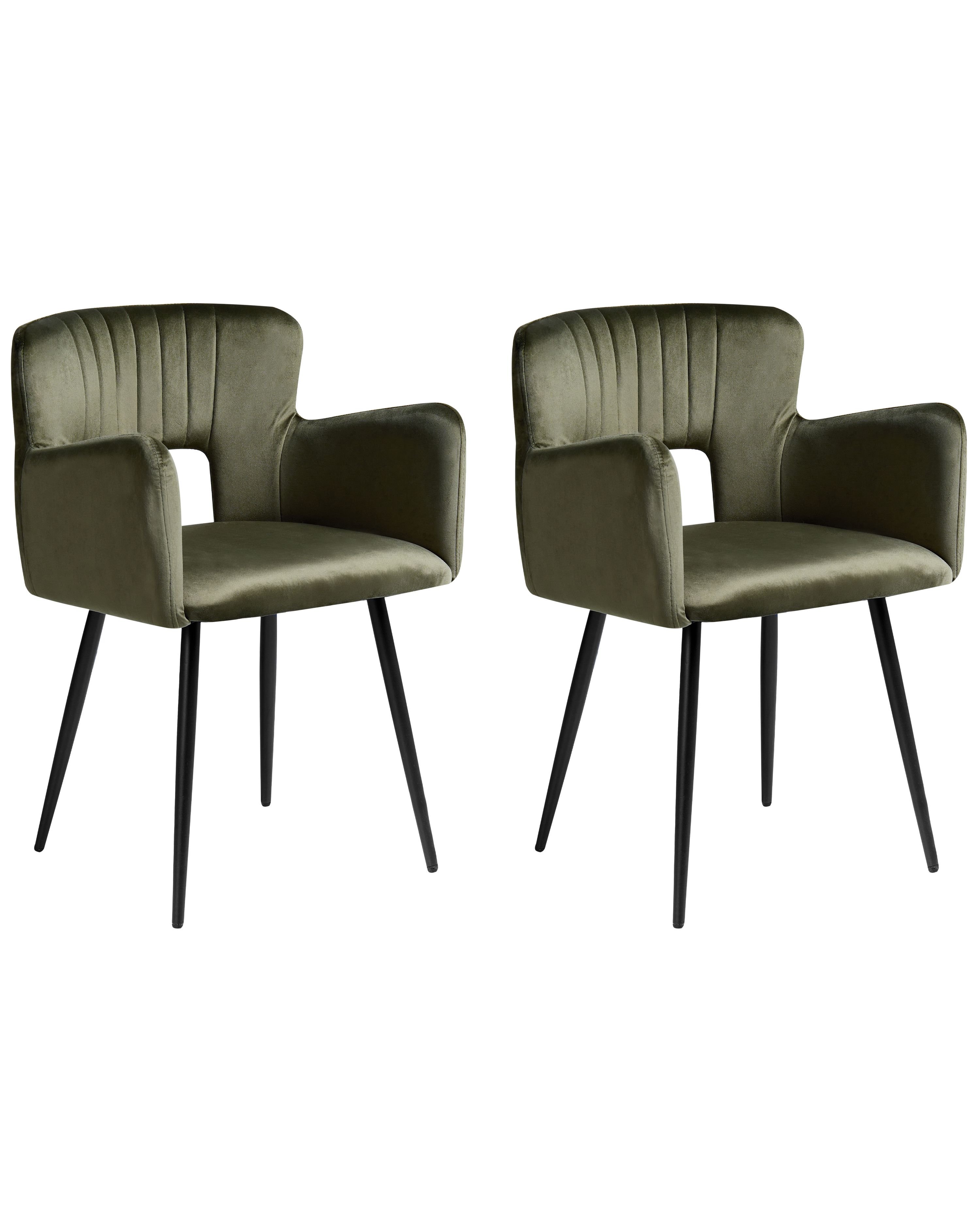 Set of 2 Dining Chairs SANILAC Velvet Olive Green