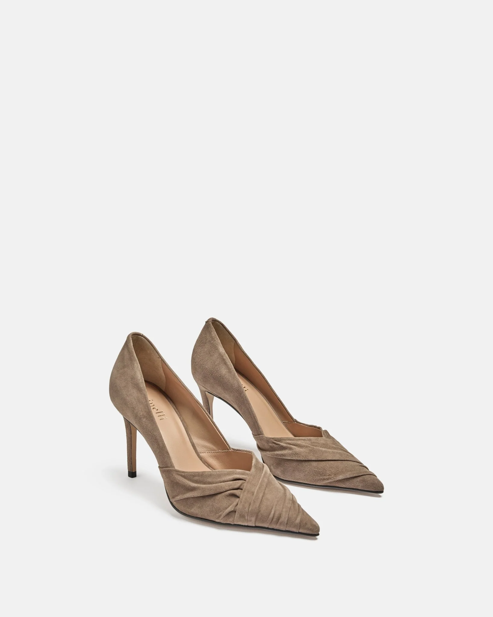 ESCARPINS AELYS/VEL - En cuir velours à talons taupe