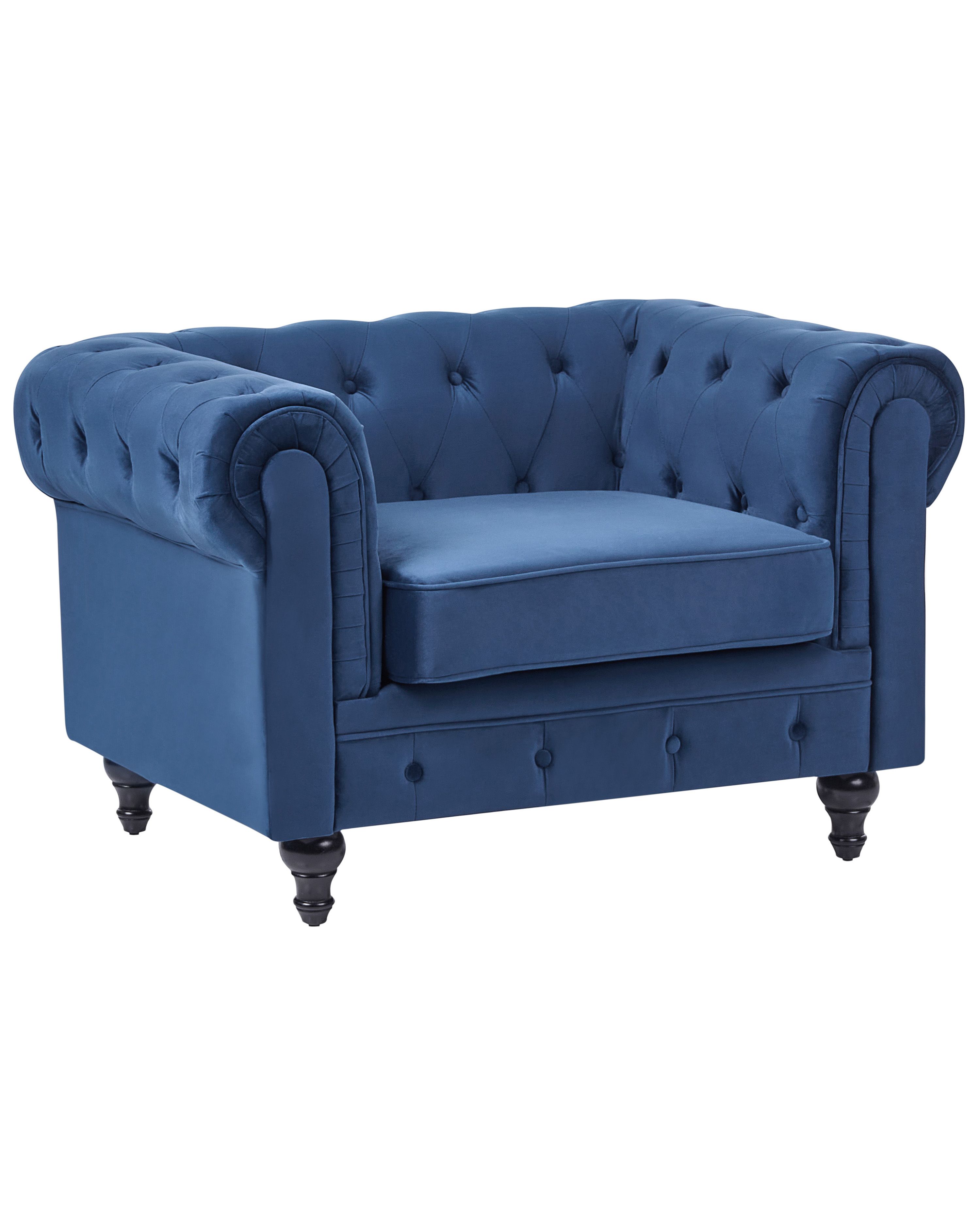 Armchair CHESTERFIELD Velvet Navy Blue