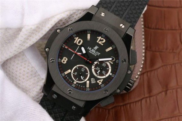 Replica Hublot Big Bang 44mm Full Ceramic Black Dial Black Rubber Strap HUB4100 - Elite Watch Atelier