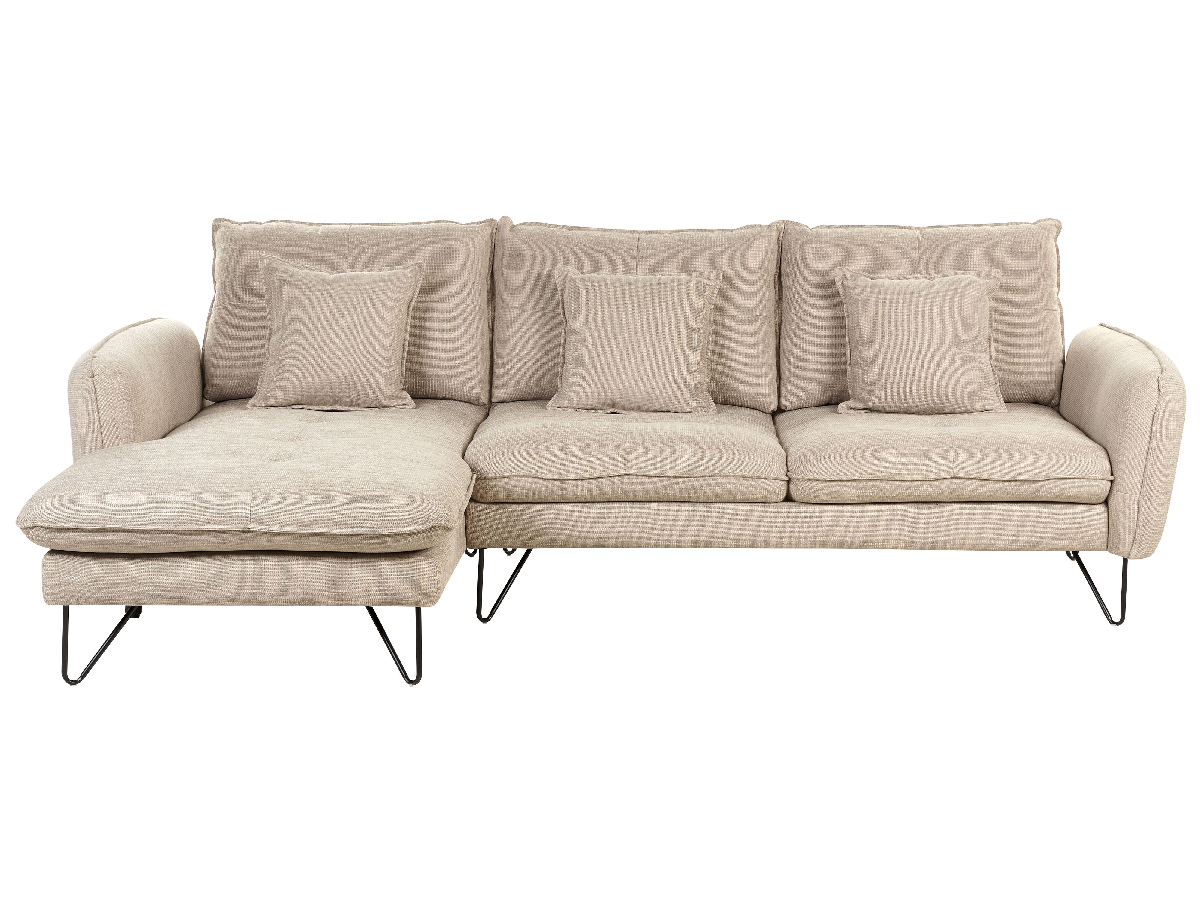 Corner Sofa 3 Seater SERSAN Chenille Beige Right Hand