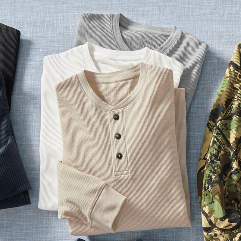 Men's 3-Pack Cotton-Blend Thermal Henleys - MIDNIGHT VELVET CATALOG