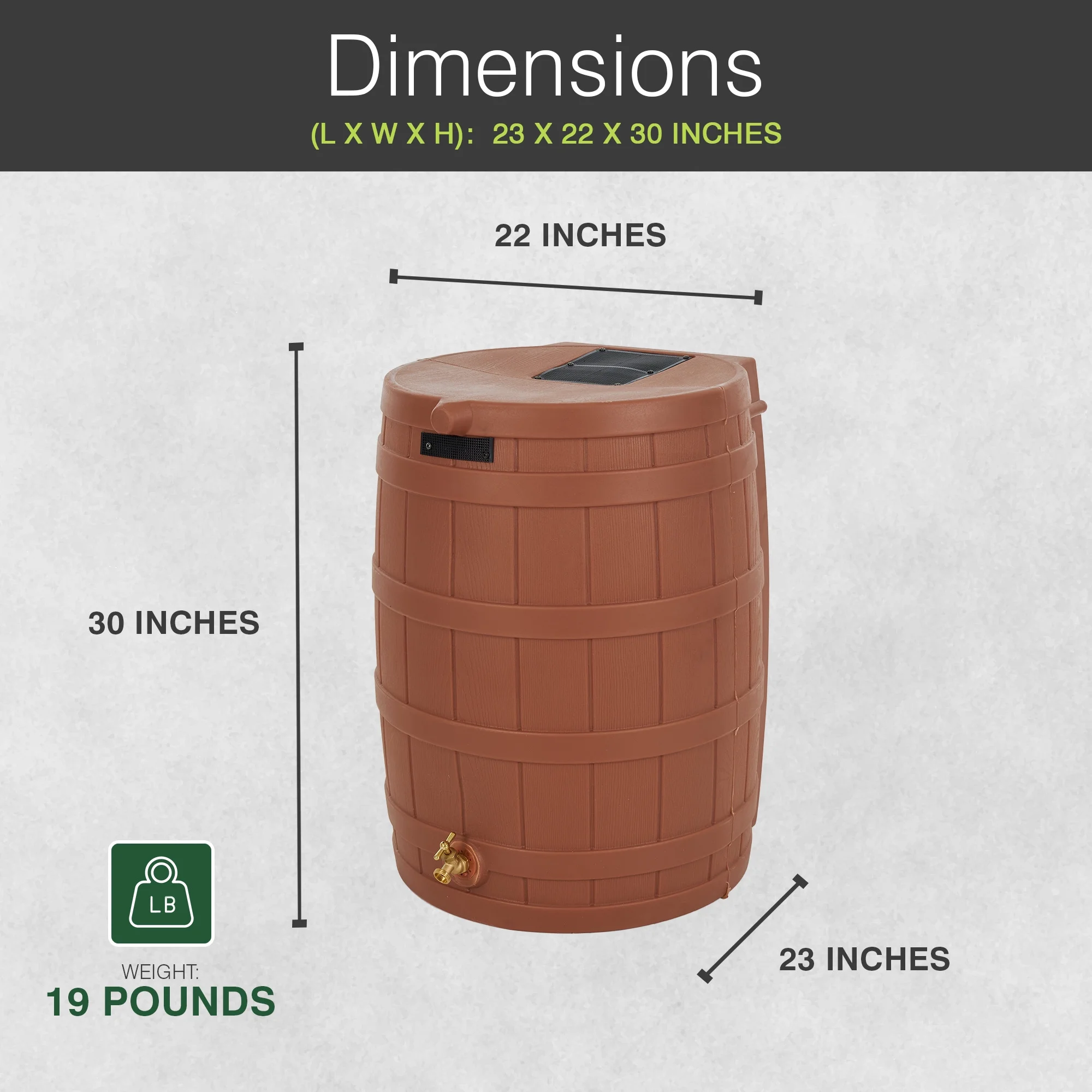 Good Ideas Rain Wizard Rain Storage Collection Rain Barrel 50-Gallon - Image 22