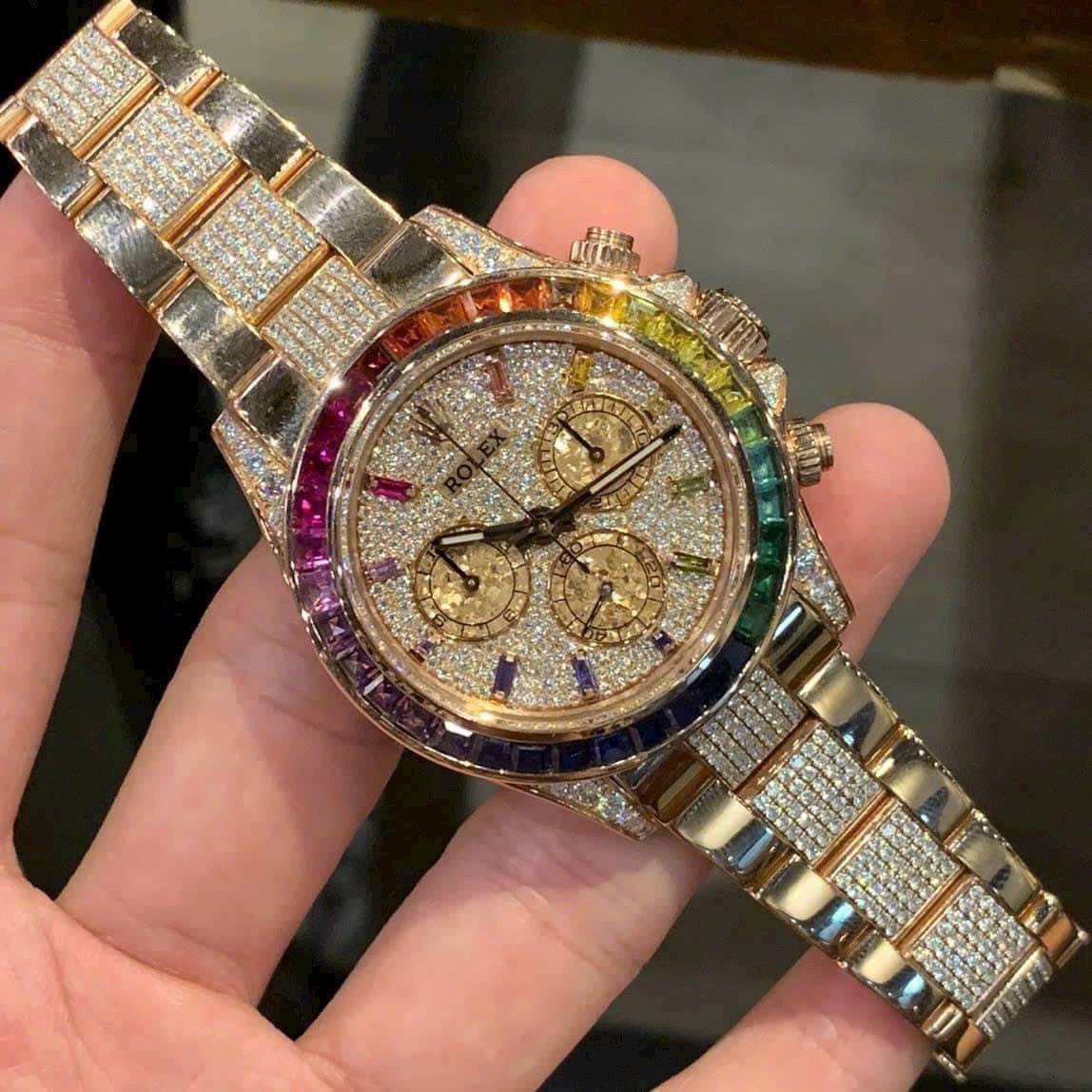 Rolex Daytona Rainbow Replica 1:1 Watch With Full Diamonds 40mm - Elite Watch Atelier