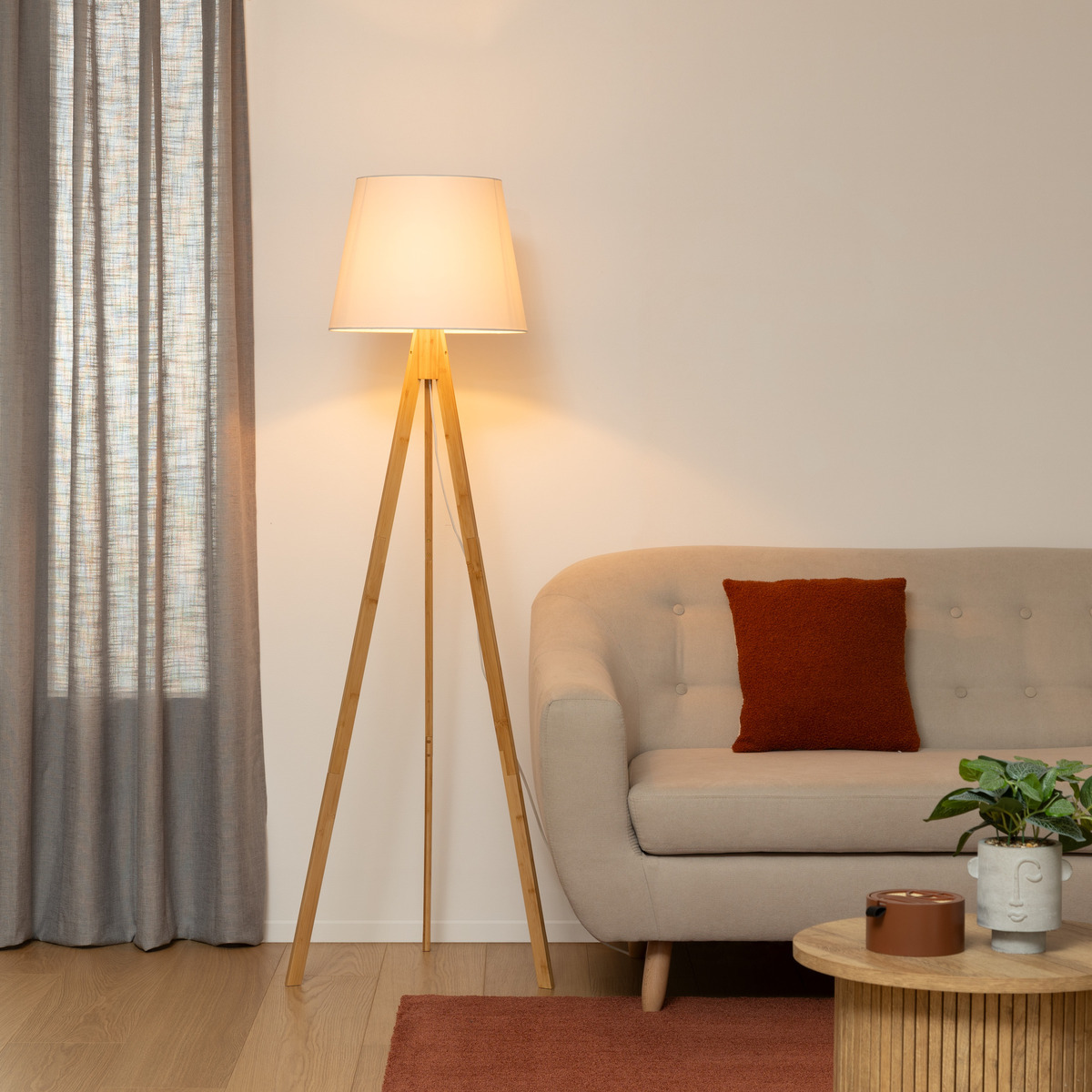 Tripod floor lamp "Bahi" Bamboo, H.160 cm