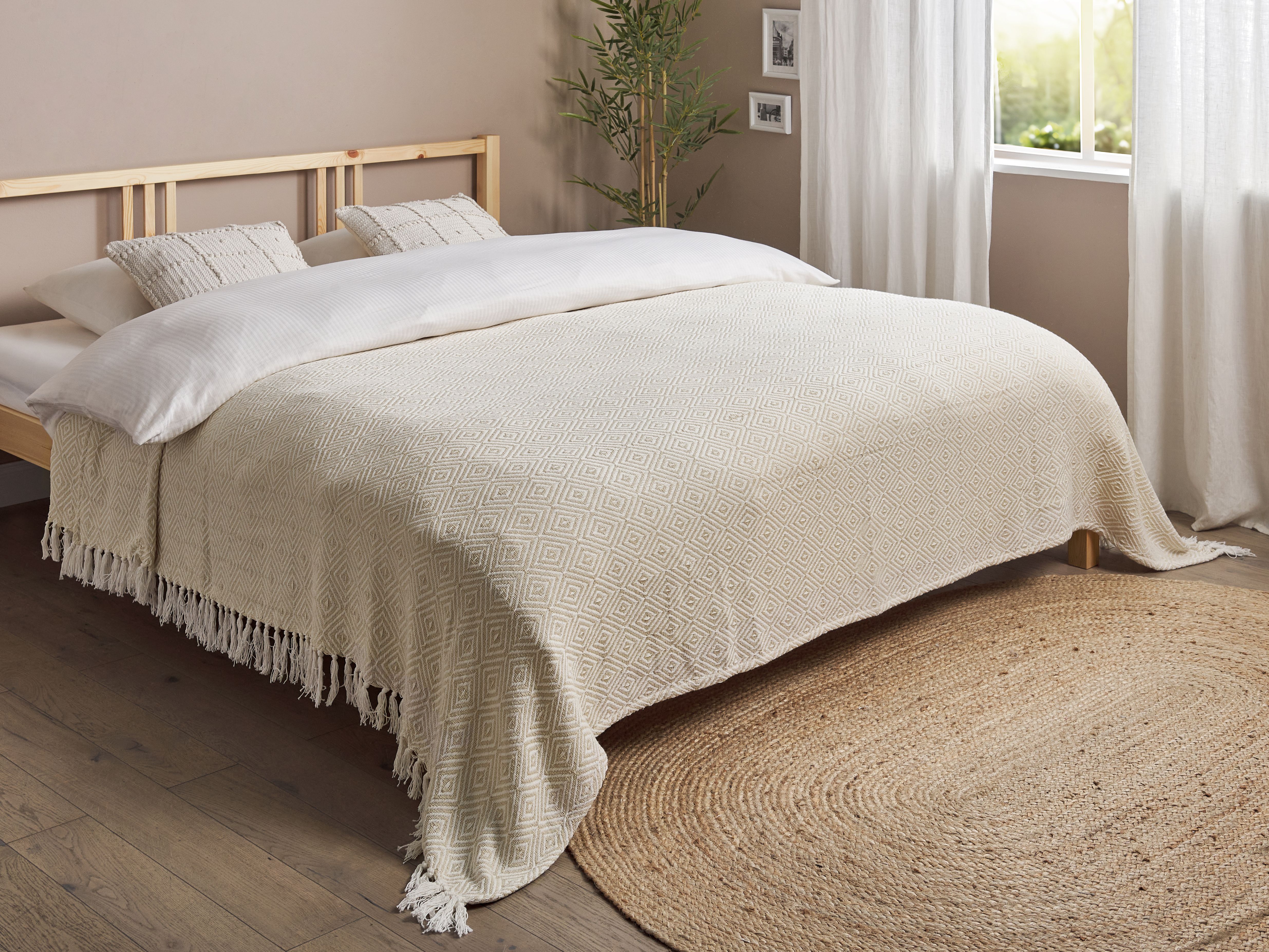 Bedspread TOUTLI Cotton 220 x 240 cm Light Beige