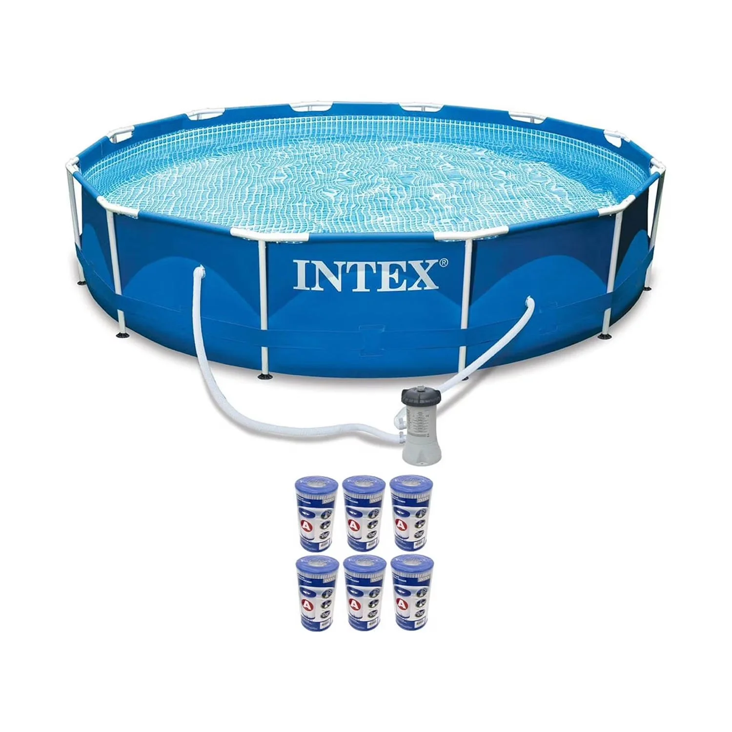 Intex Metal Frame Above Ground Swimming Pool With Filter And Cover, 12 Ft x 30 Inches - 28211EH - Image 2 Intex Metal Frame Above Ground Swimming Pool With Filter And Cover, 12 Ft x 30 Inches - 28211EH - Image 2