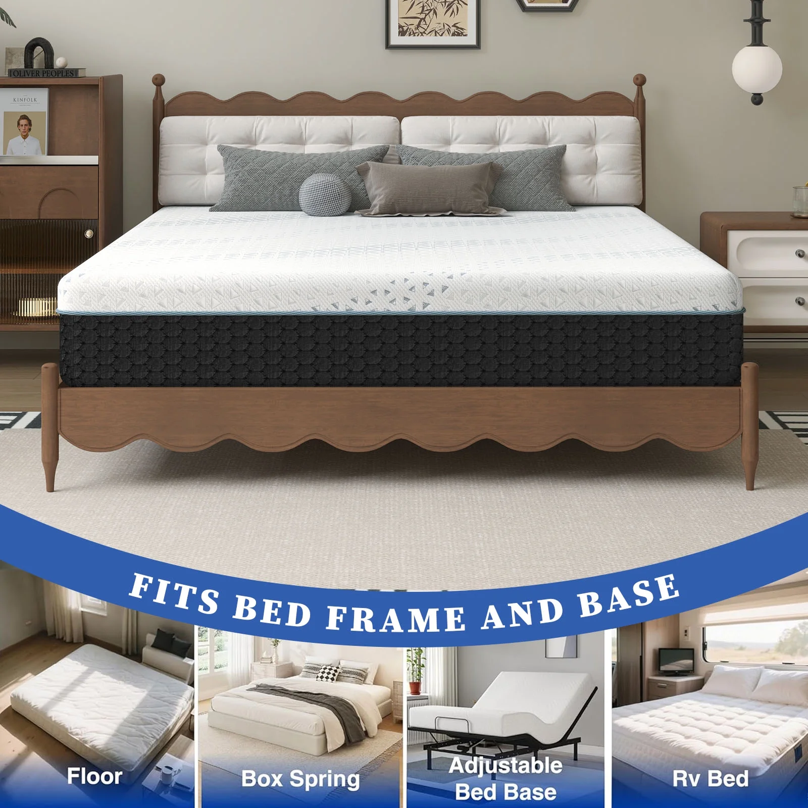 12 Inch Queen Green Tea Memory Foam Mattress for Cool Sleep & Pressure Relief, Bed in a Box, Removable Cover No Fiberglass, CertiPUR-US Certified