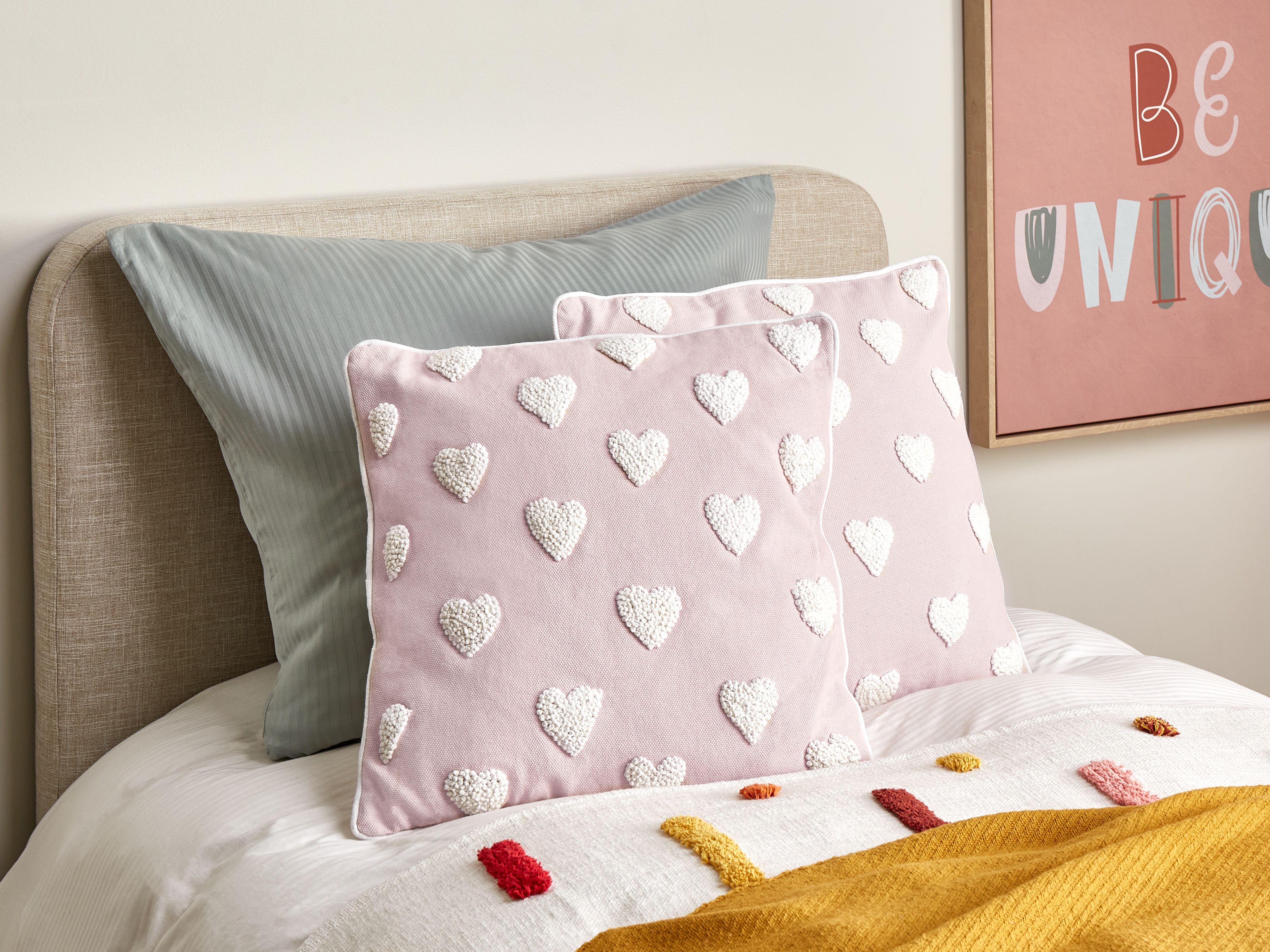 Set of 2 Decorative Cushions GAZANIA Cotton 45 x 45 cm Pastel Pink