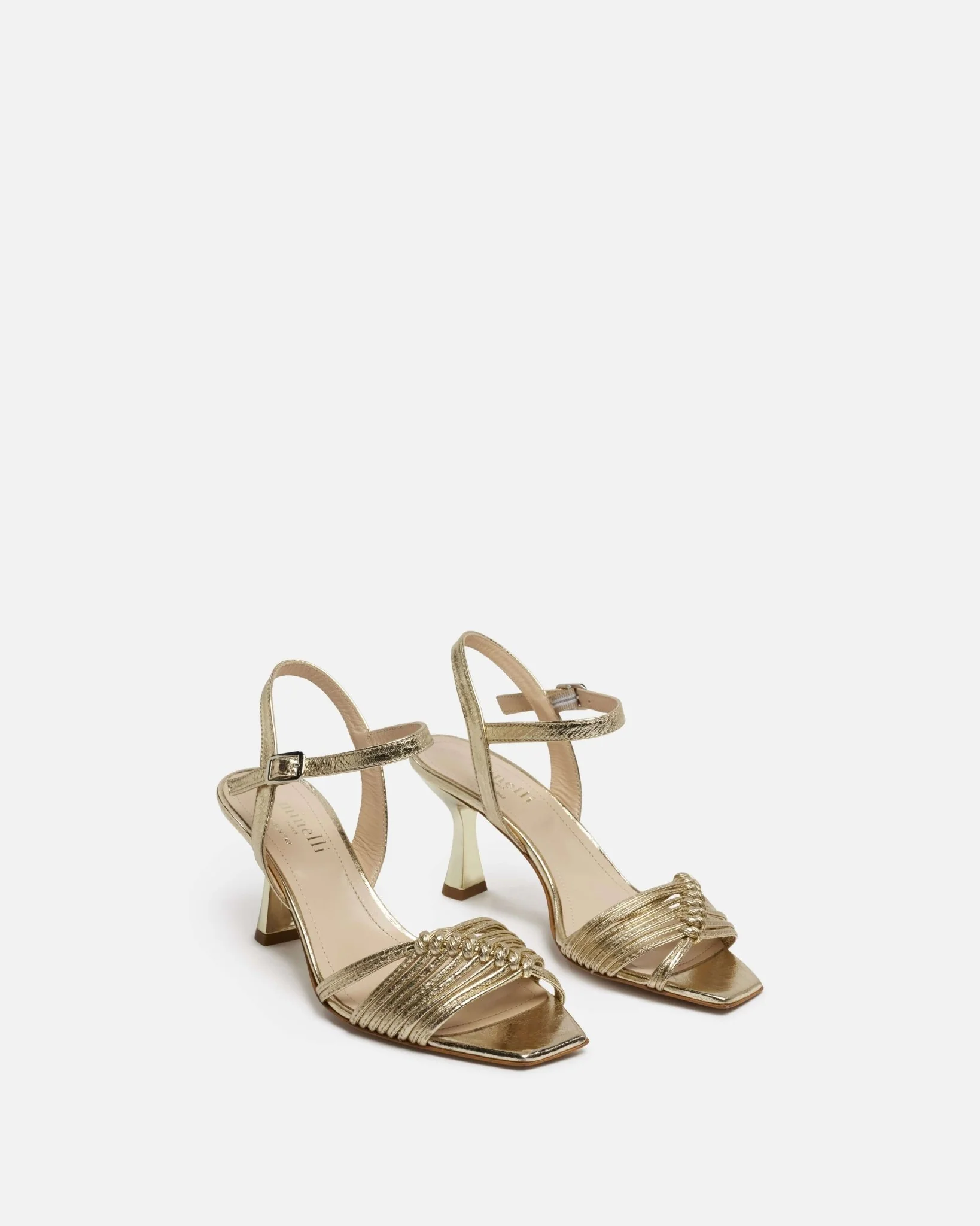 SANDALES NATACHA/MET - En cuir métallisé à talons platine