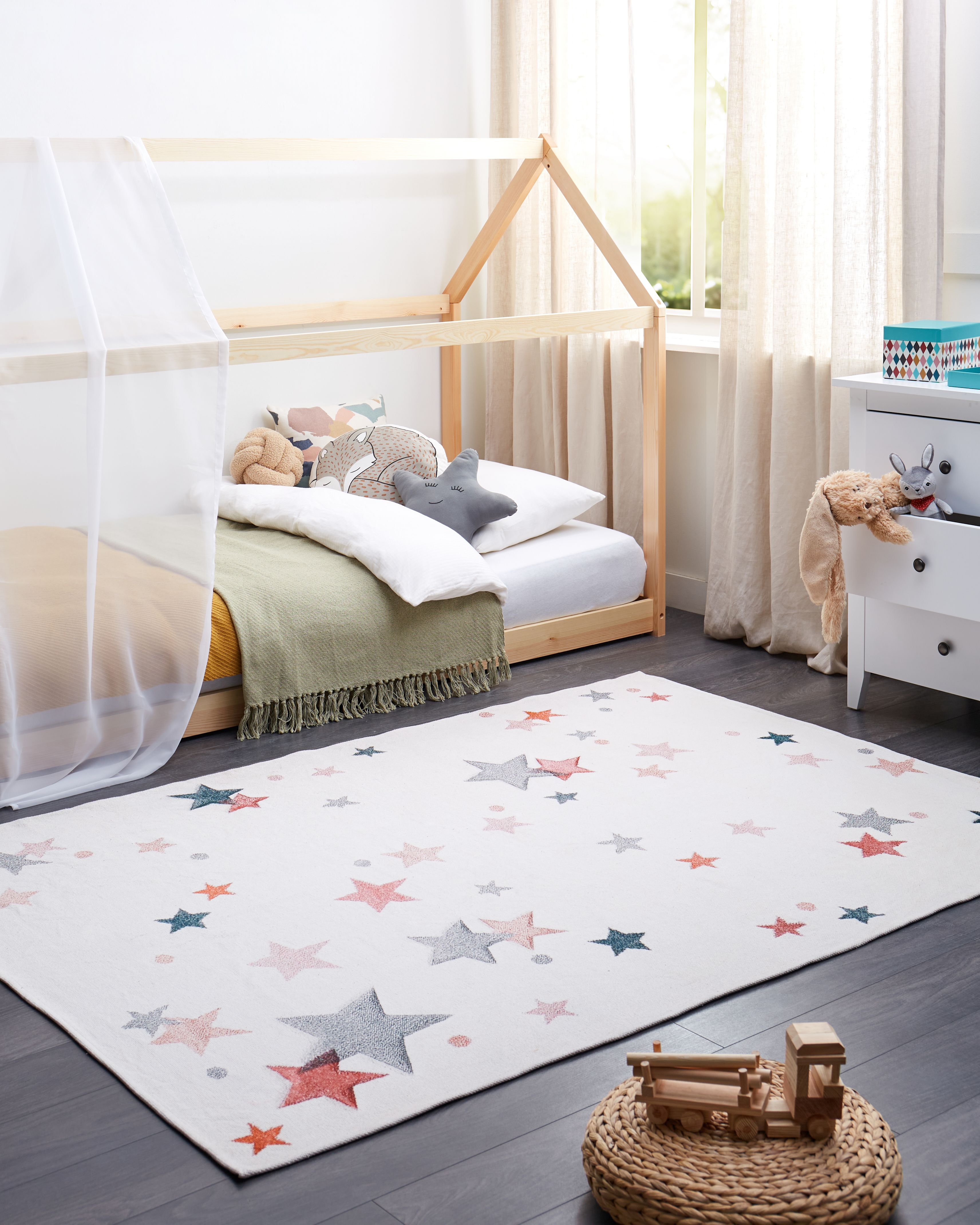 Kids Rug ALPOUD White 140 x 200 cm Cotton