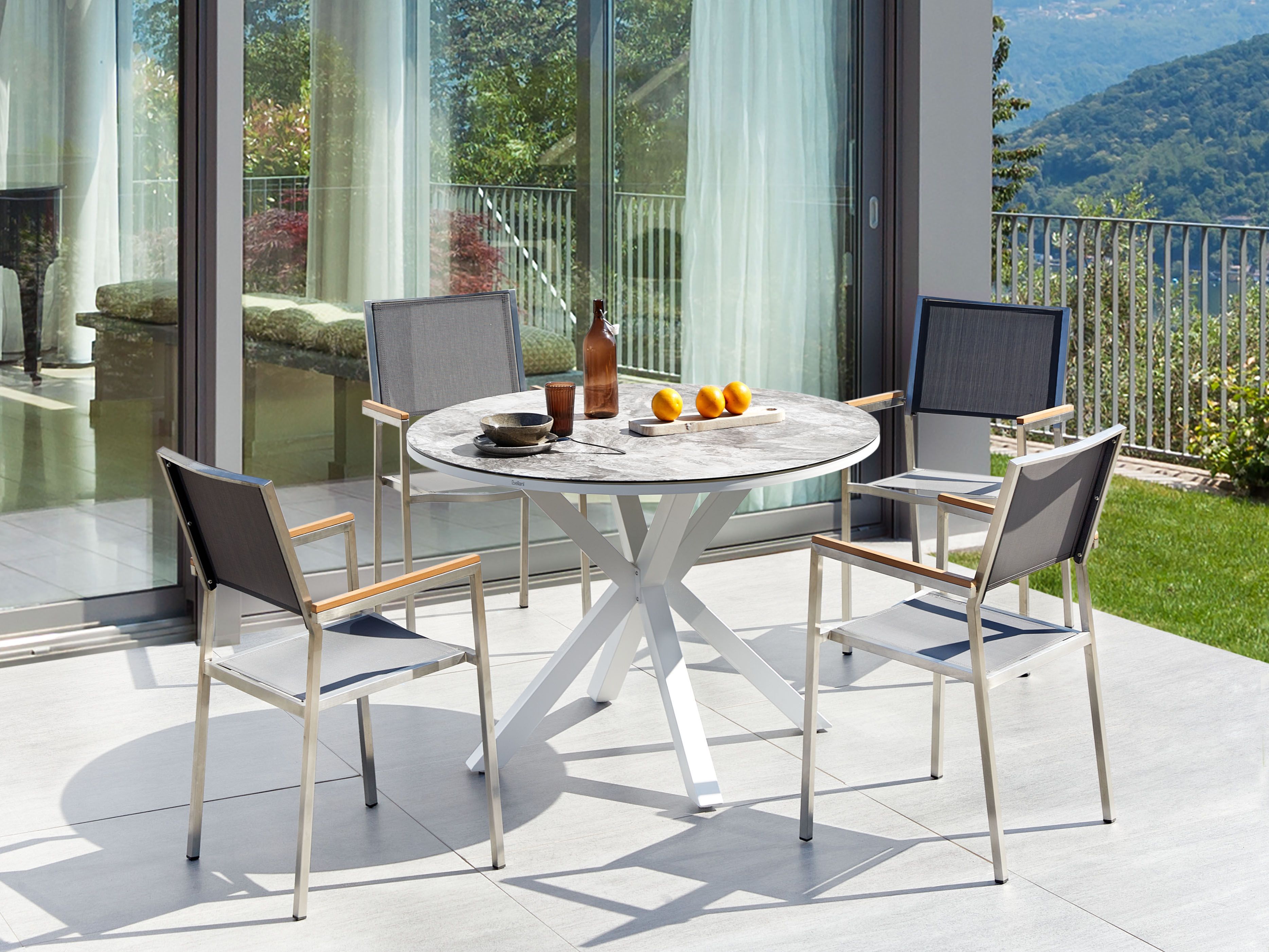 Garden Dining Set 4 Seater MALETTO/GROSSETO Metal Marble Effect Grey/ White