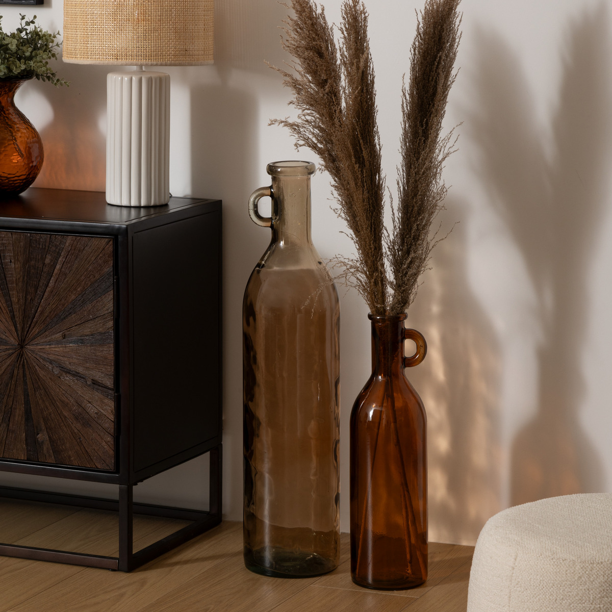 Glass bottle vase "Yana" Amber, H.50 cm