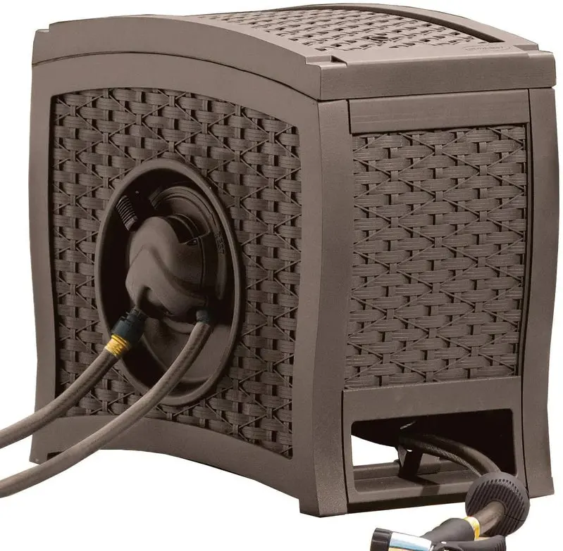 Suncast Aquawinder 125 Water-Powered Wicker Hose Reel - Java Suncast Aquawinder 125 Water-Powered Wicker Hose Reel - Java