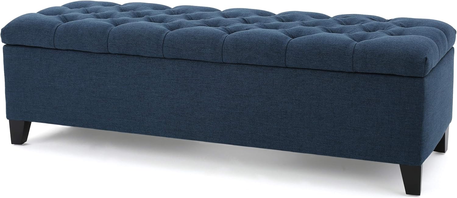 Christopher Knight Home Ottilie Fabric Storage Ottoman, Dark Blue, 17.75