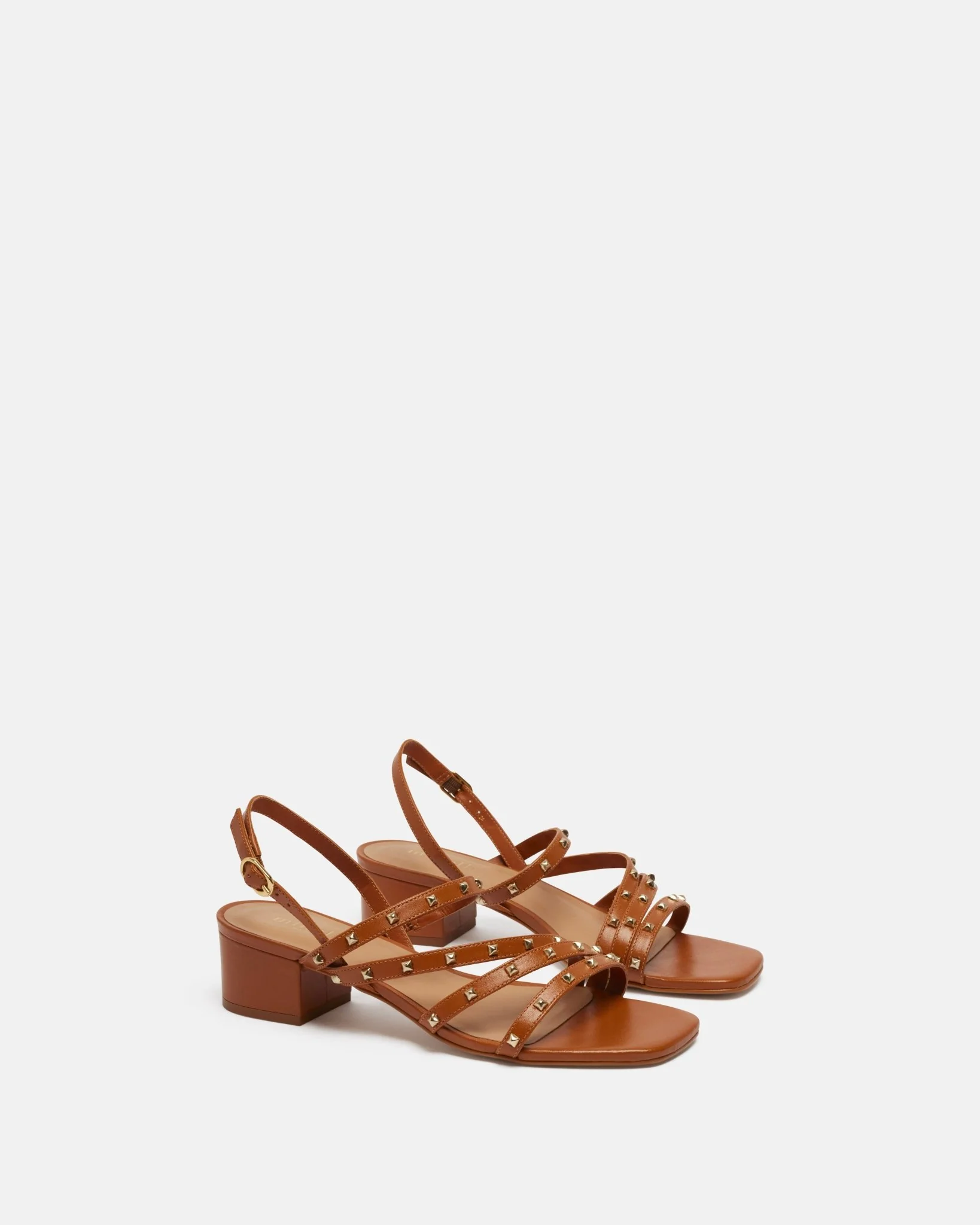 SANDALES RAFALIA/STUDS - En cuir à talons cognac