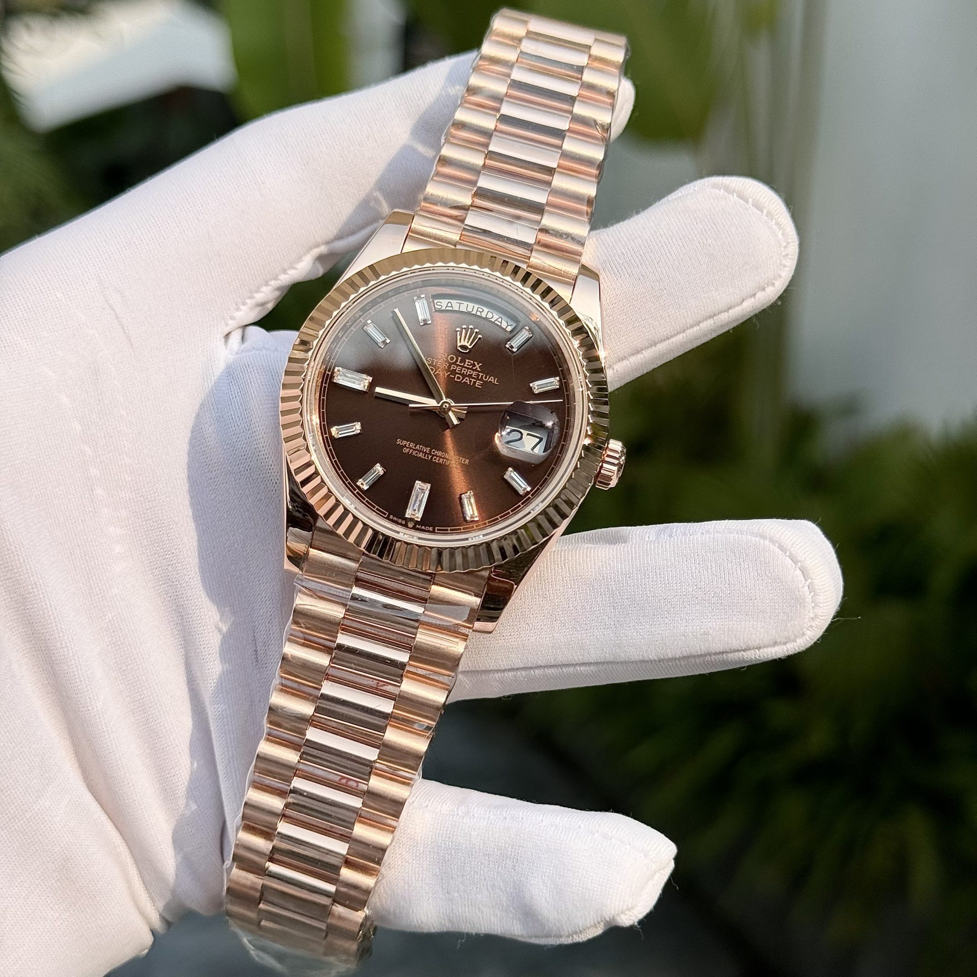 Rolex Replica Watch Day-Date 228235 Gold Wrapped Chocolate Dial GM Factory 40mm - Top club