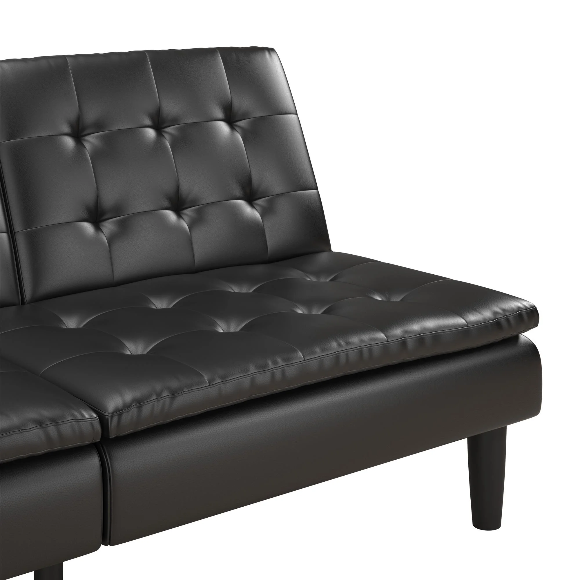 Mainstays Memory Foam 71.5" Futon with Cupholder and USB, Black Faux Leather - Image 21