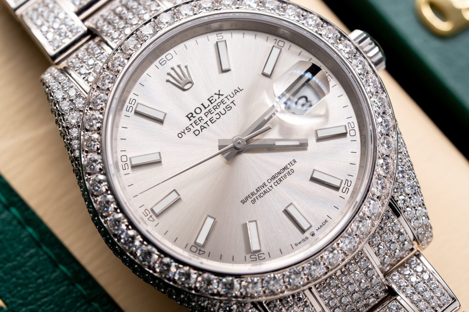 Rolex Datejust 126334 Best Replica Watch With Full Diamond Moissanite 41mm - Top club