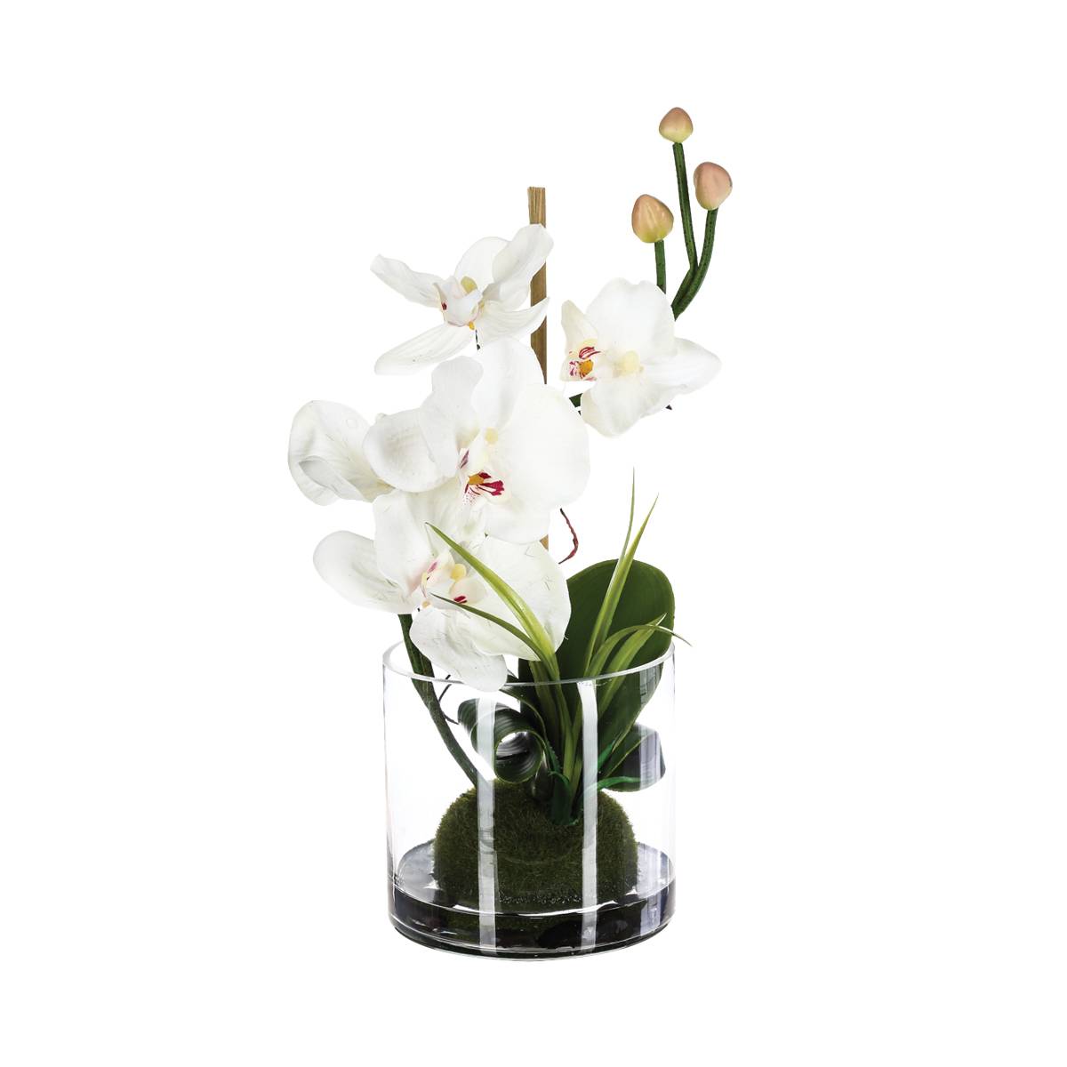 Artificial orchid arrangement Glass vase, H.37 cm