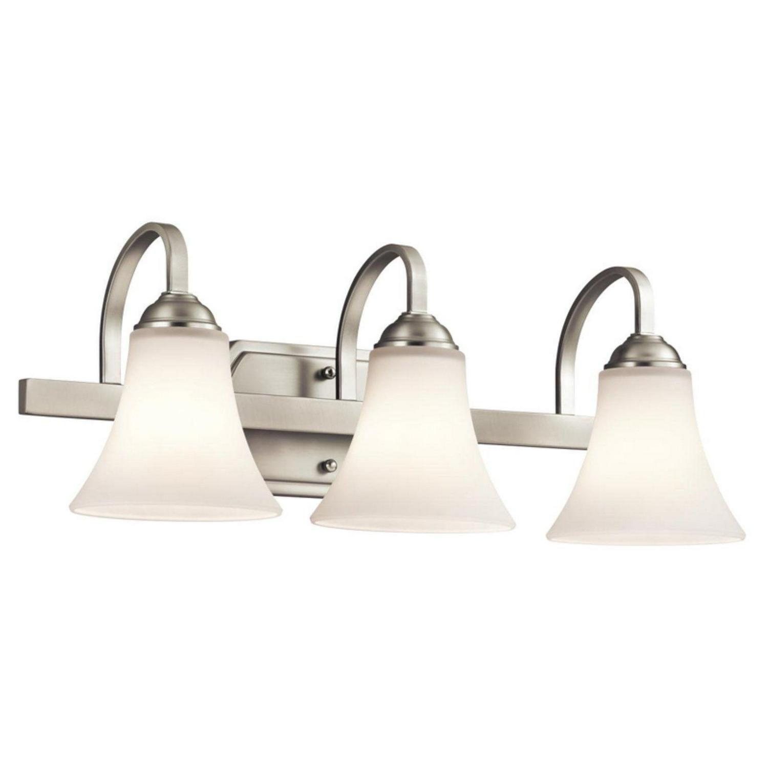 3 Light Bath Vanity Approved For Damp Locations With Transitional Inspirations 8.25 Inches Tall By 22 Inches Wide-Brushed Nickel Finish-Incandescent