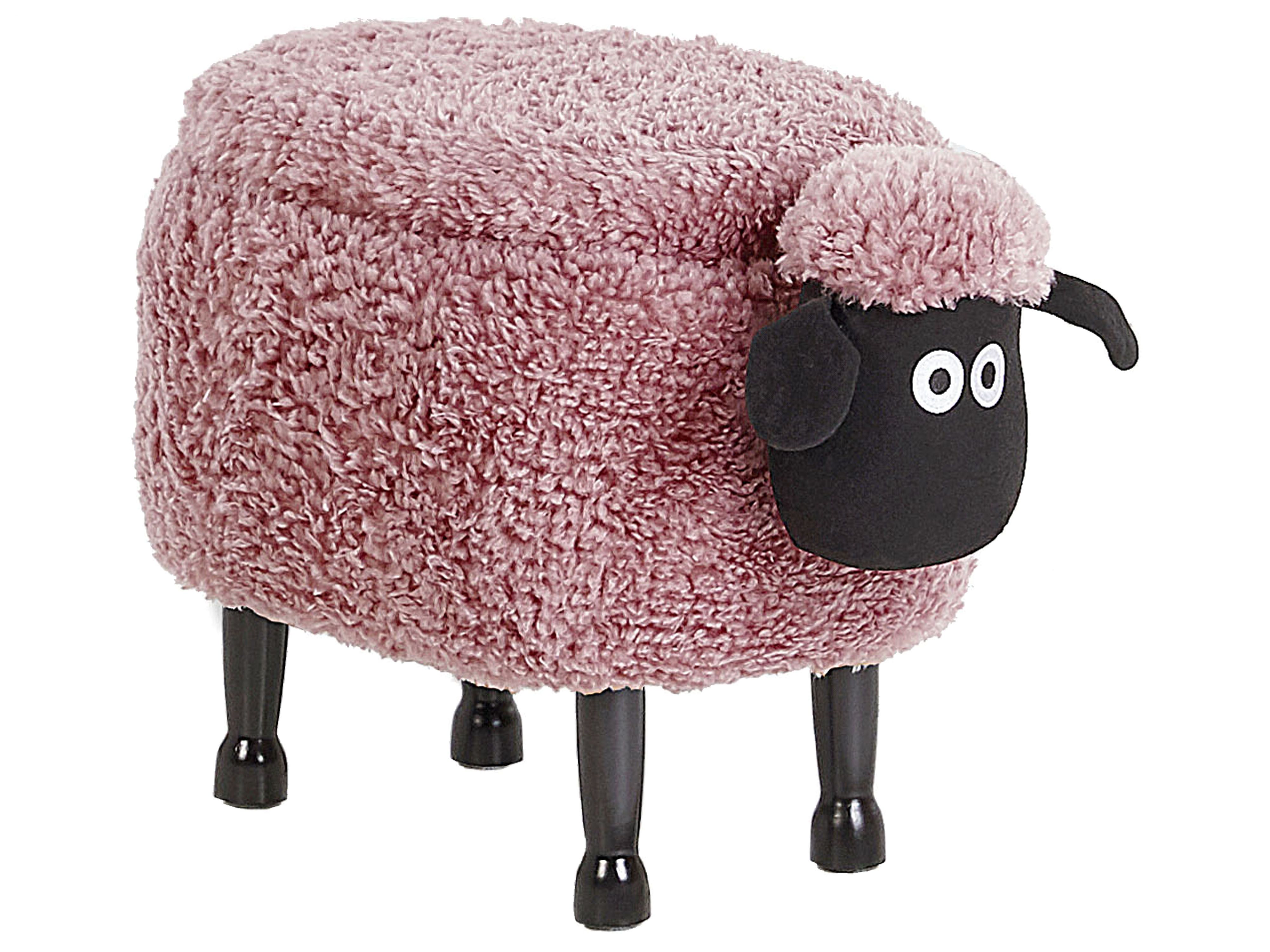 Storage Animal Stool SHEEP Fabric Pink Sheep