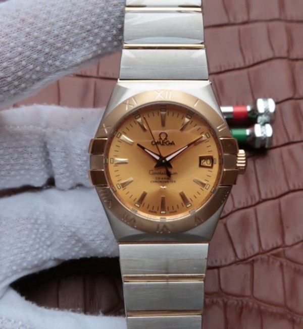 Replica Omega V6 Constellation 35mm YG Bezel YG Dial SS Bracelet A2500 - Top club
